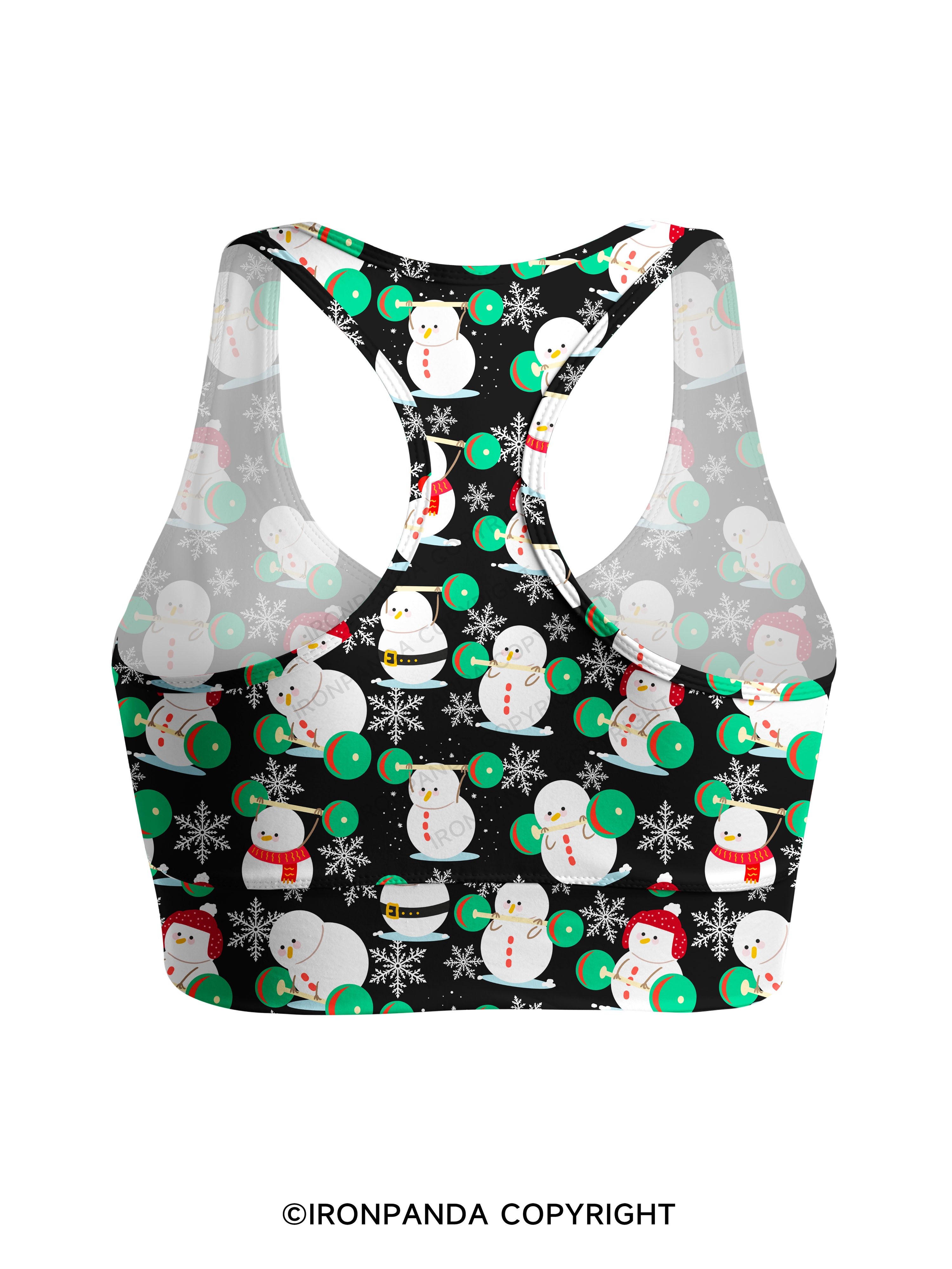 Snowman team weightlifting Racerback Sports Bra
