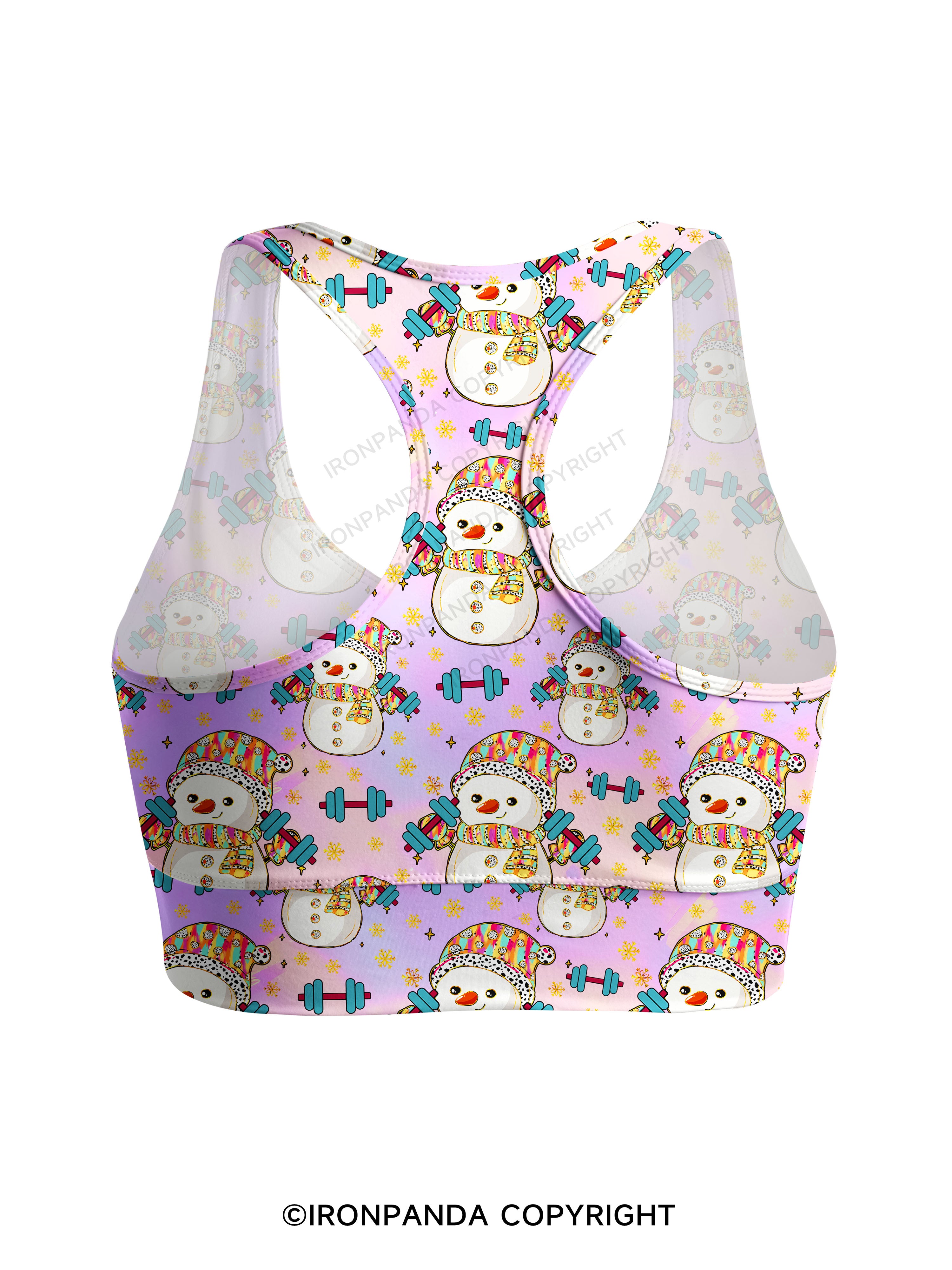 Christmas Weightlifting Snowman Racerback Sports Bra