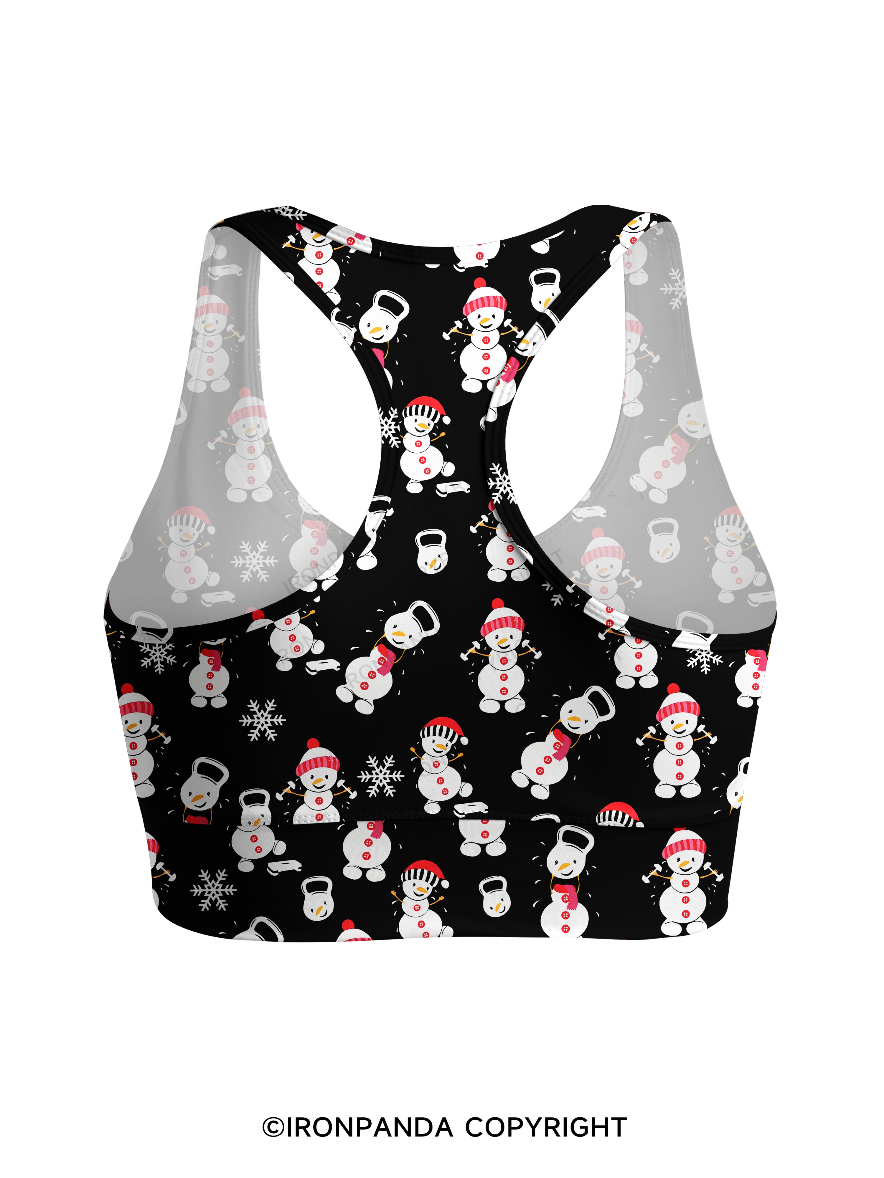 SWEATIN' WITH MY SNOWMIES Racerback Sports Bra