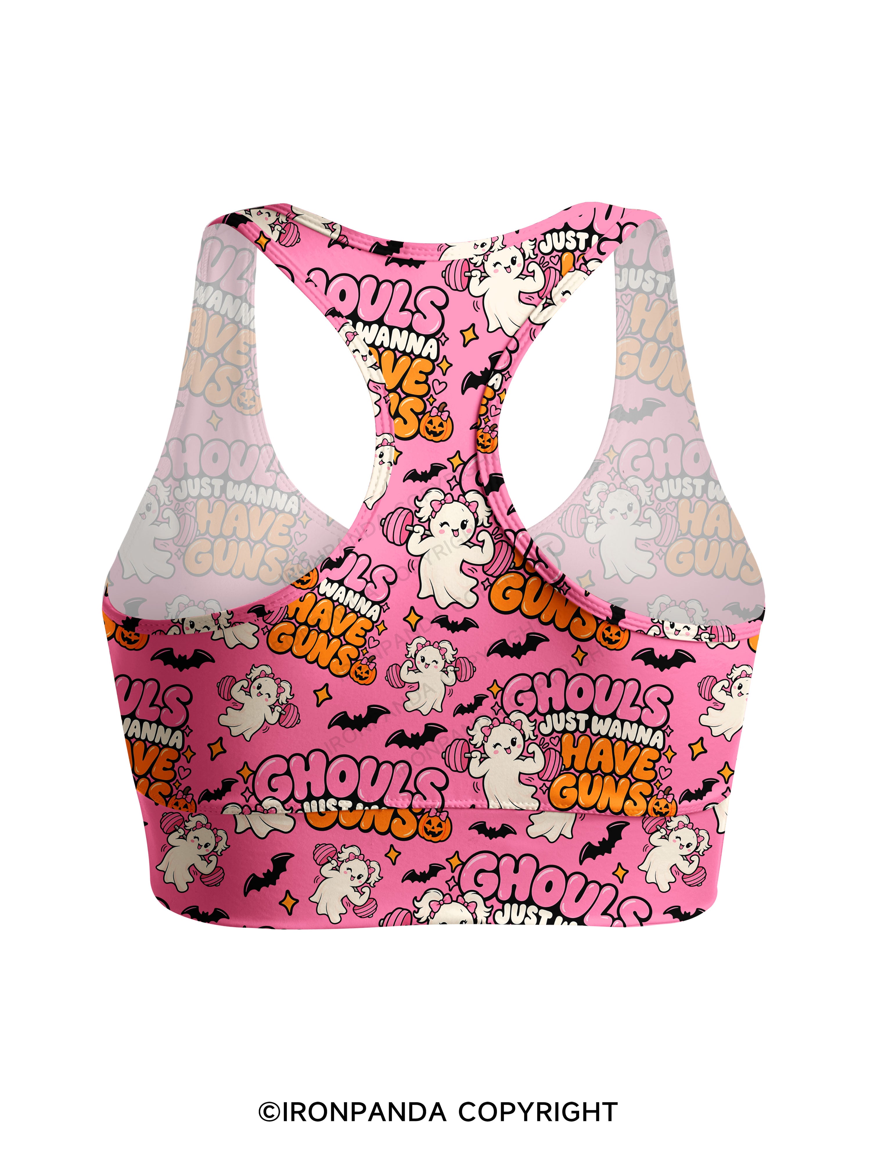 GHOULS JUST WANNA HAVE GUNS Racerback Sports Bra