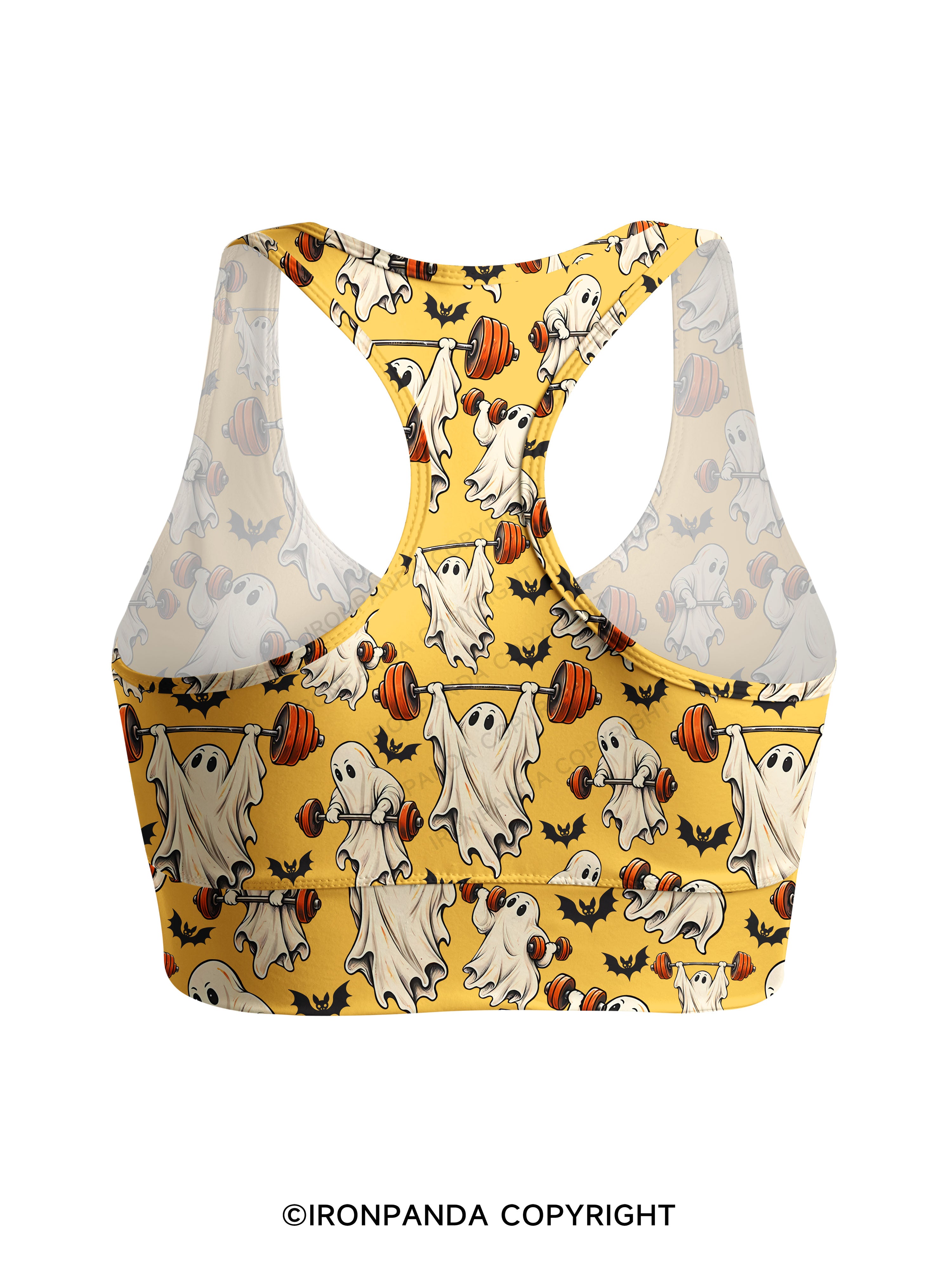 Weightlifting Ghost Spooky Workout Racerback Sports Bra