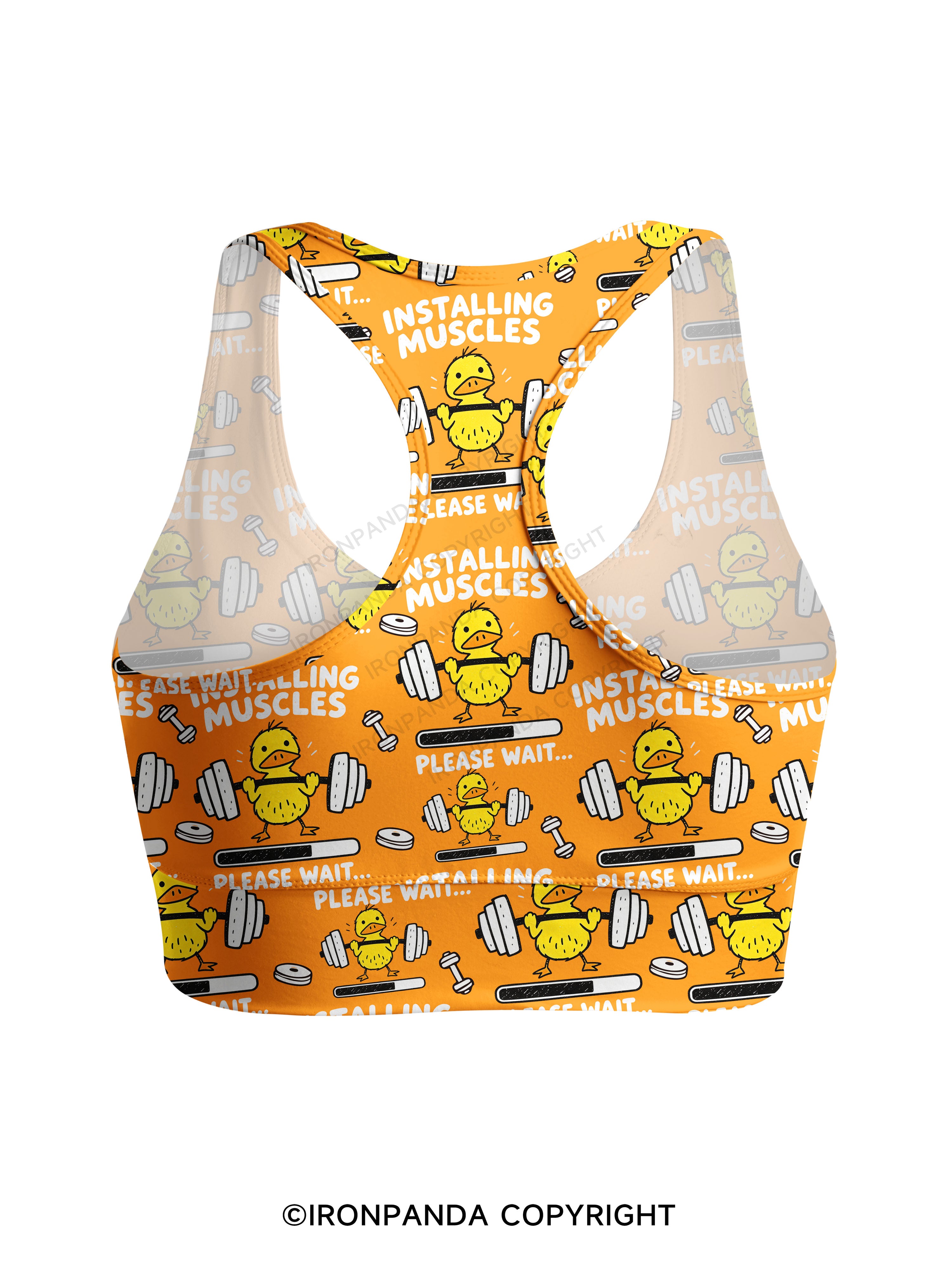INSTALLING MUSCLES PLEASE WAIT Racerback Sports Bra