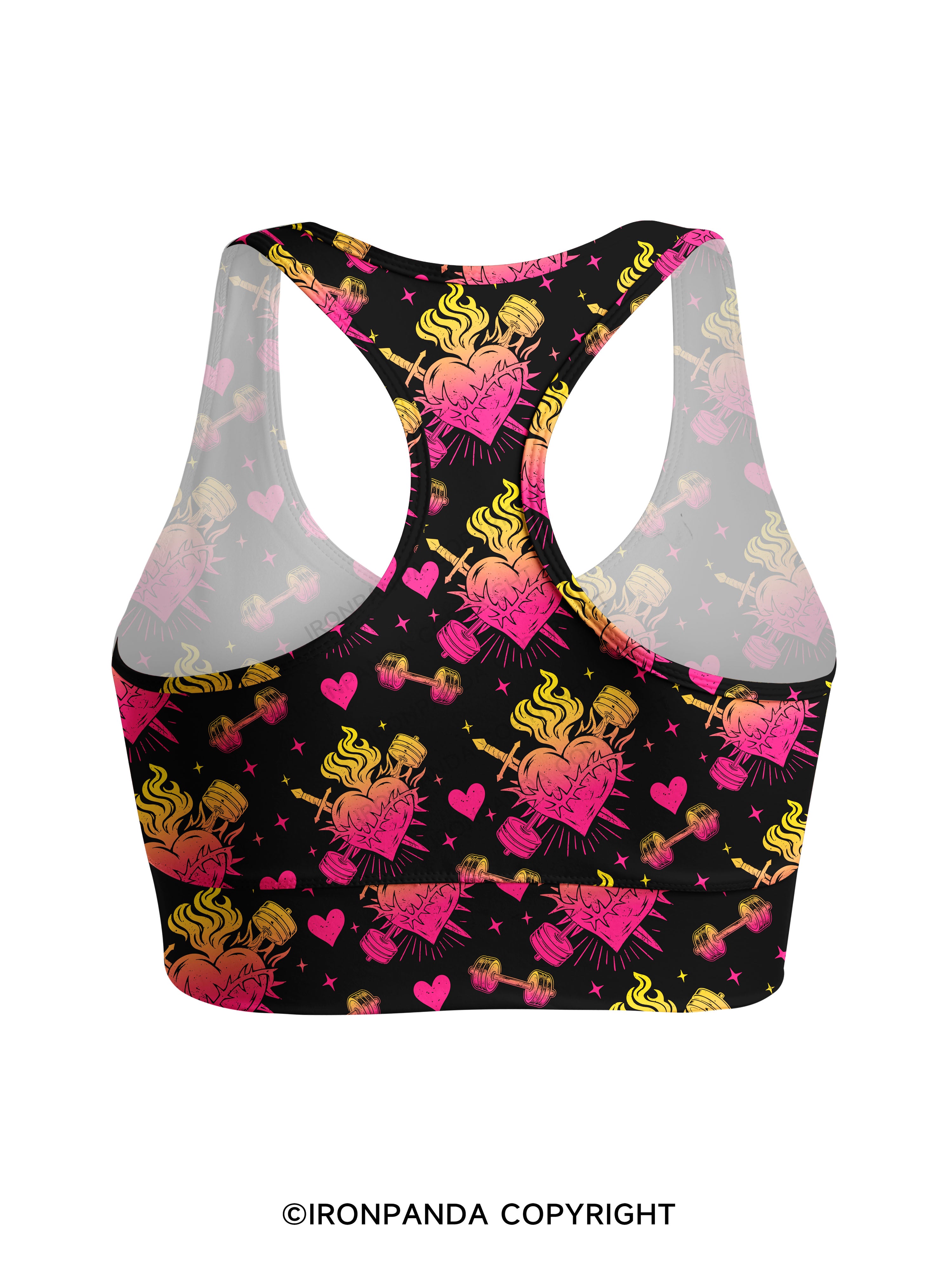 IRON HEART WITH FIRE Racerback Sports Bra