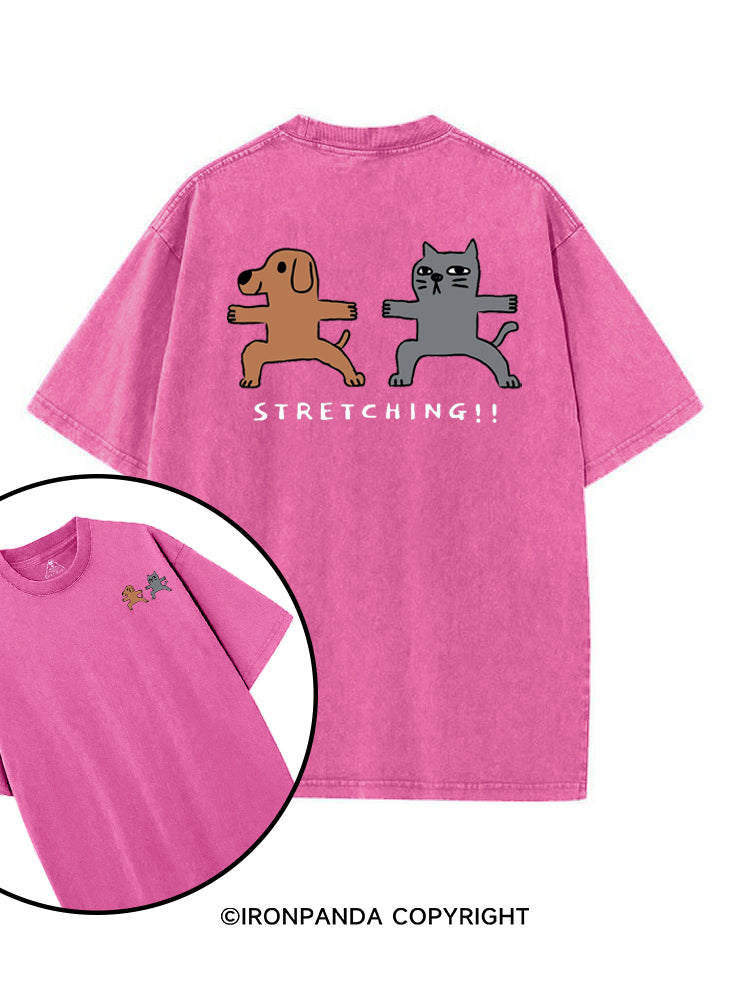 STRETCHING!! printed Gym Shirt