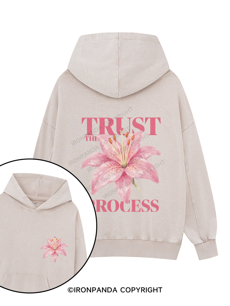 TRUST THE PROCESS Printed Washed Gym Hoodie