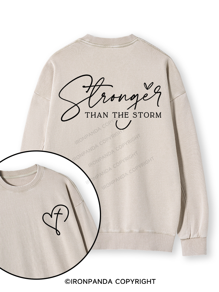 Stronger Than The Storm Double-Sided Printed Washed Sweatshirt