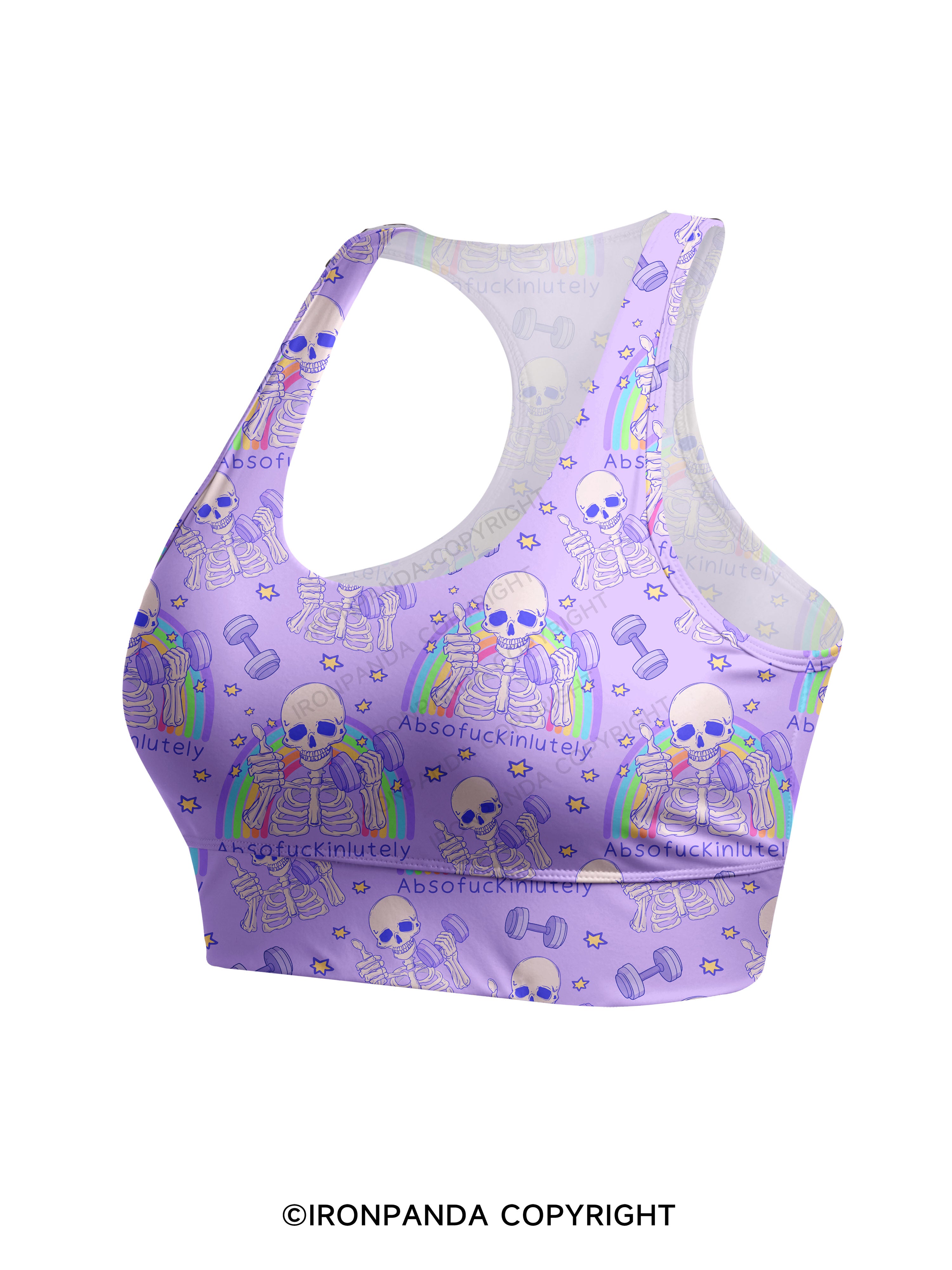 ABSOFUCKINLUTELY GYM SKELETON Racerback Sports Bra