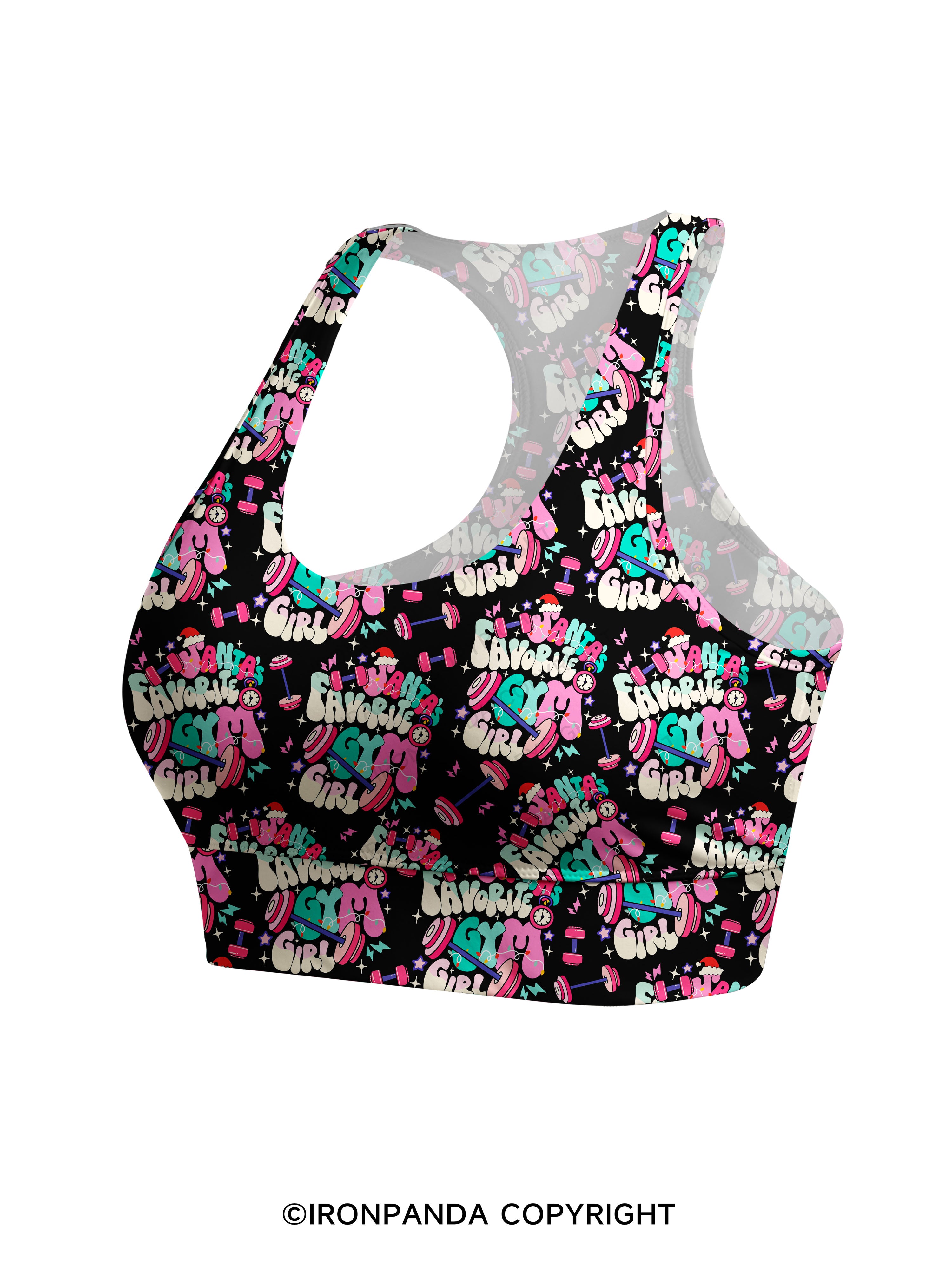 Santa Favorite Gym Girl Racerback Sports Bra