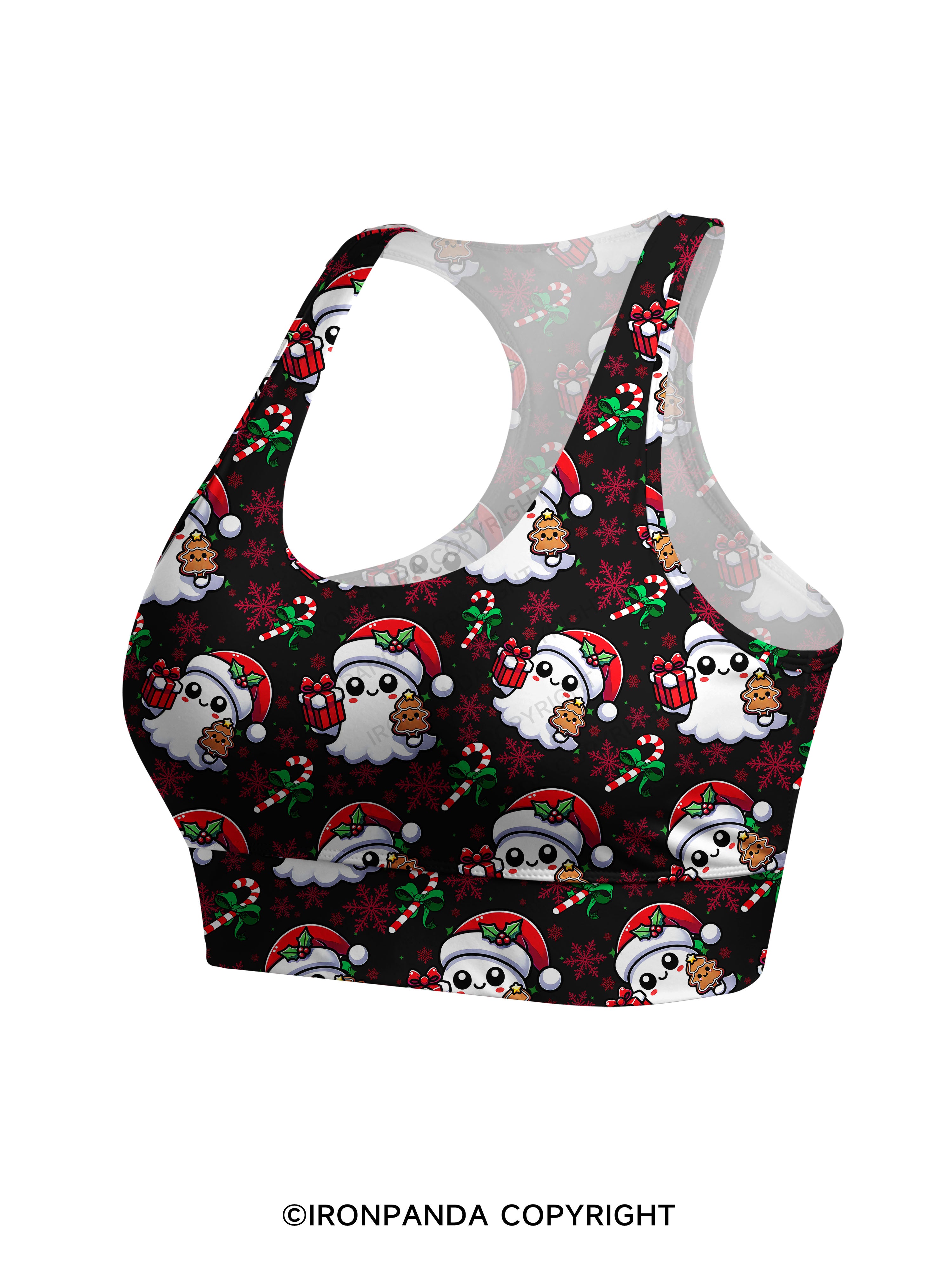 SPOOKY SPIRITS SPREADING CHRISTMAS CHEER! Racerback Sports Bra