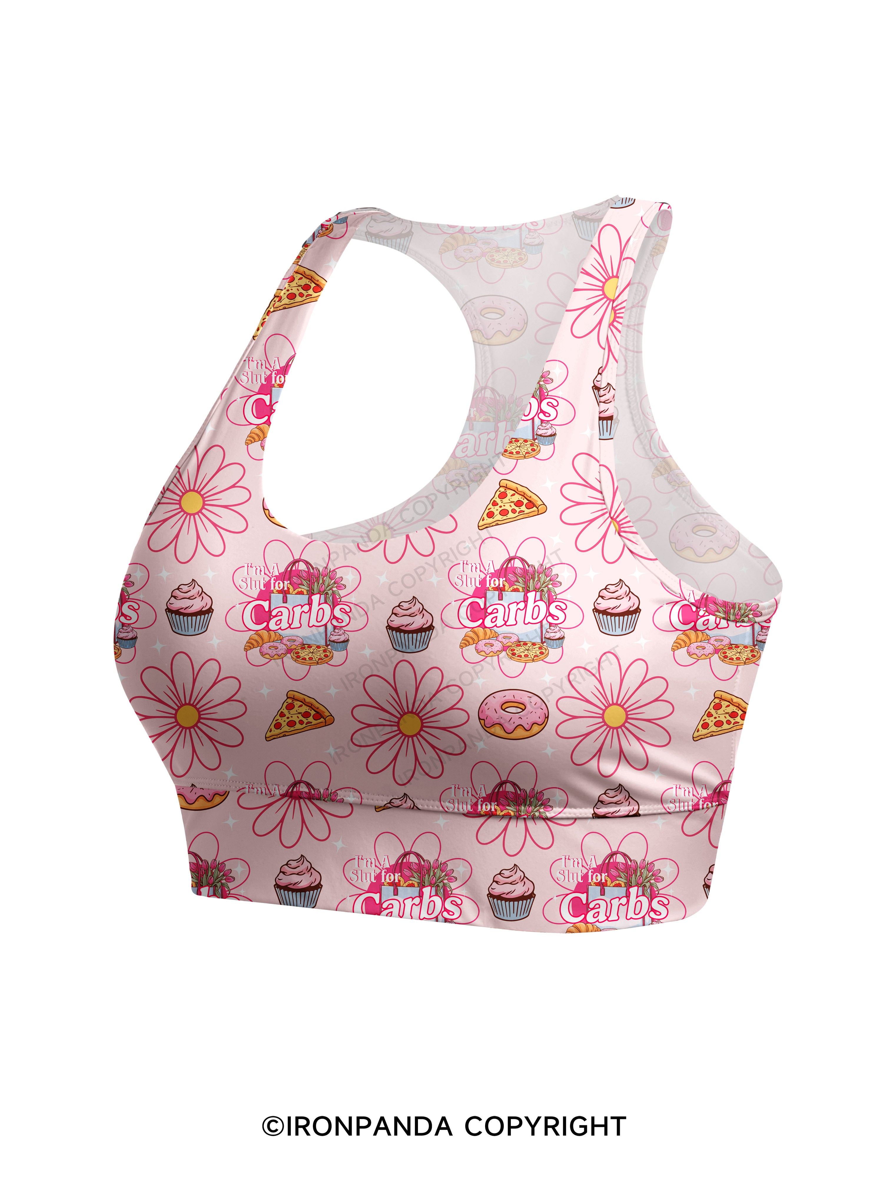 I'M A SLUT FOR CARBS Racerback Sports Bra