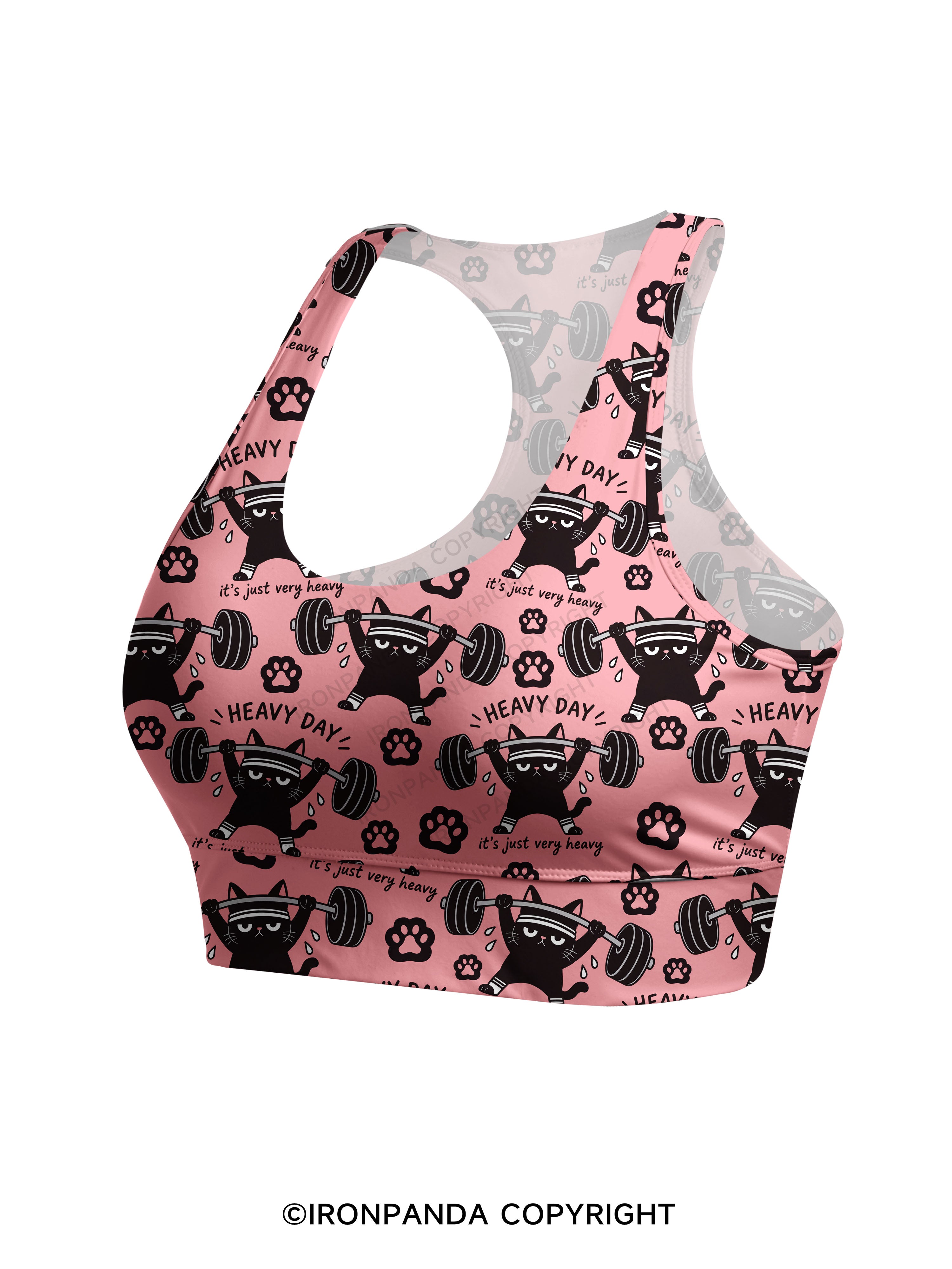 HEAVY DAY IT'S JUST VERY HEAVY Racerback Sports Bra