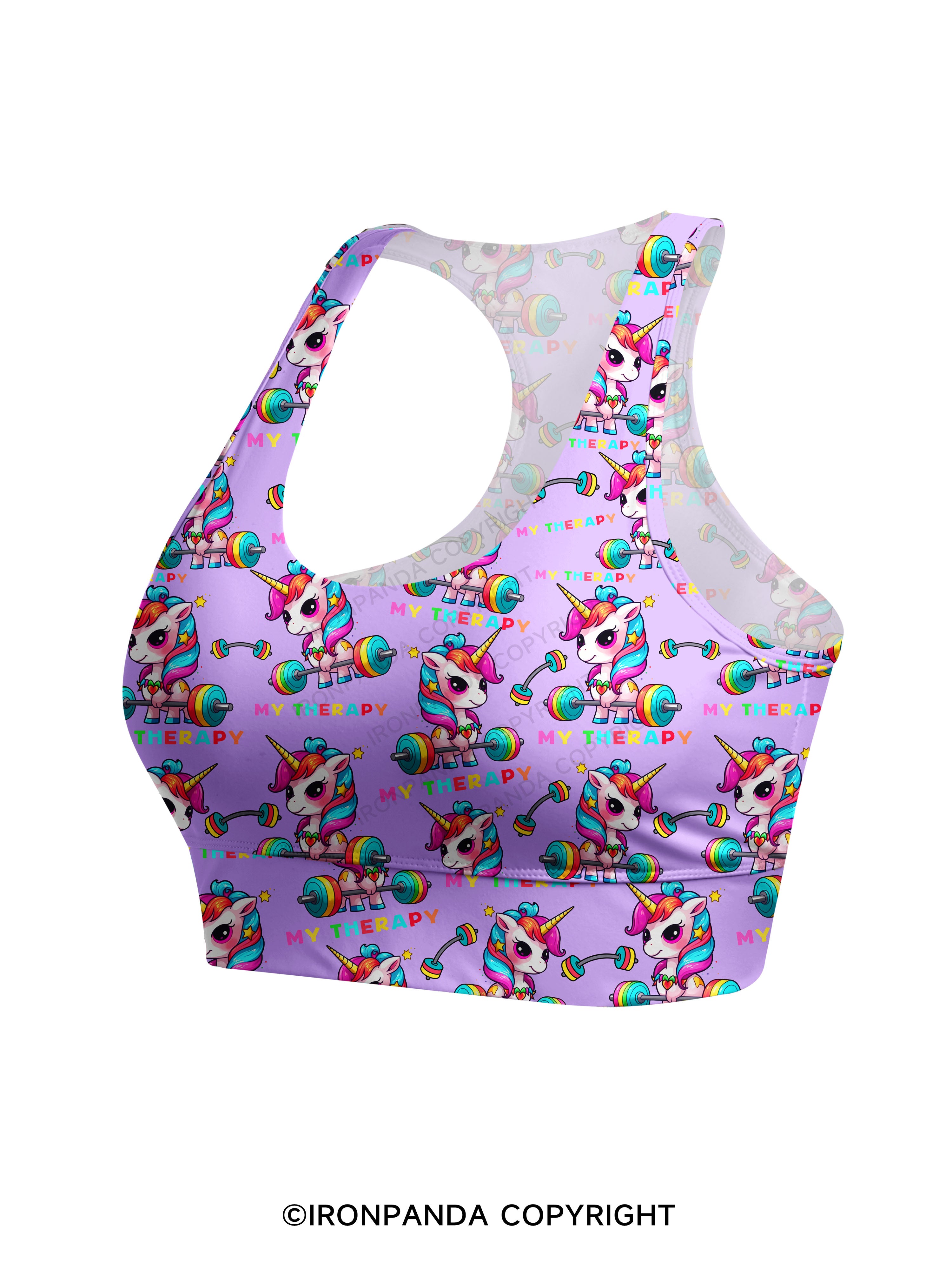 UNICORN MY THERAPY Racerback Sports Bra