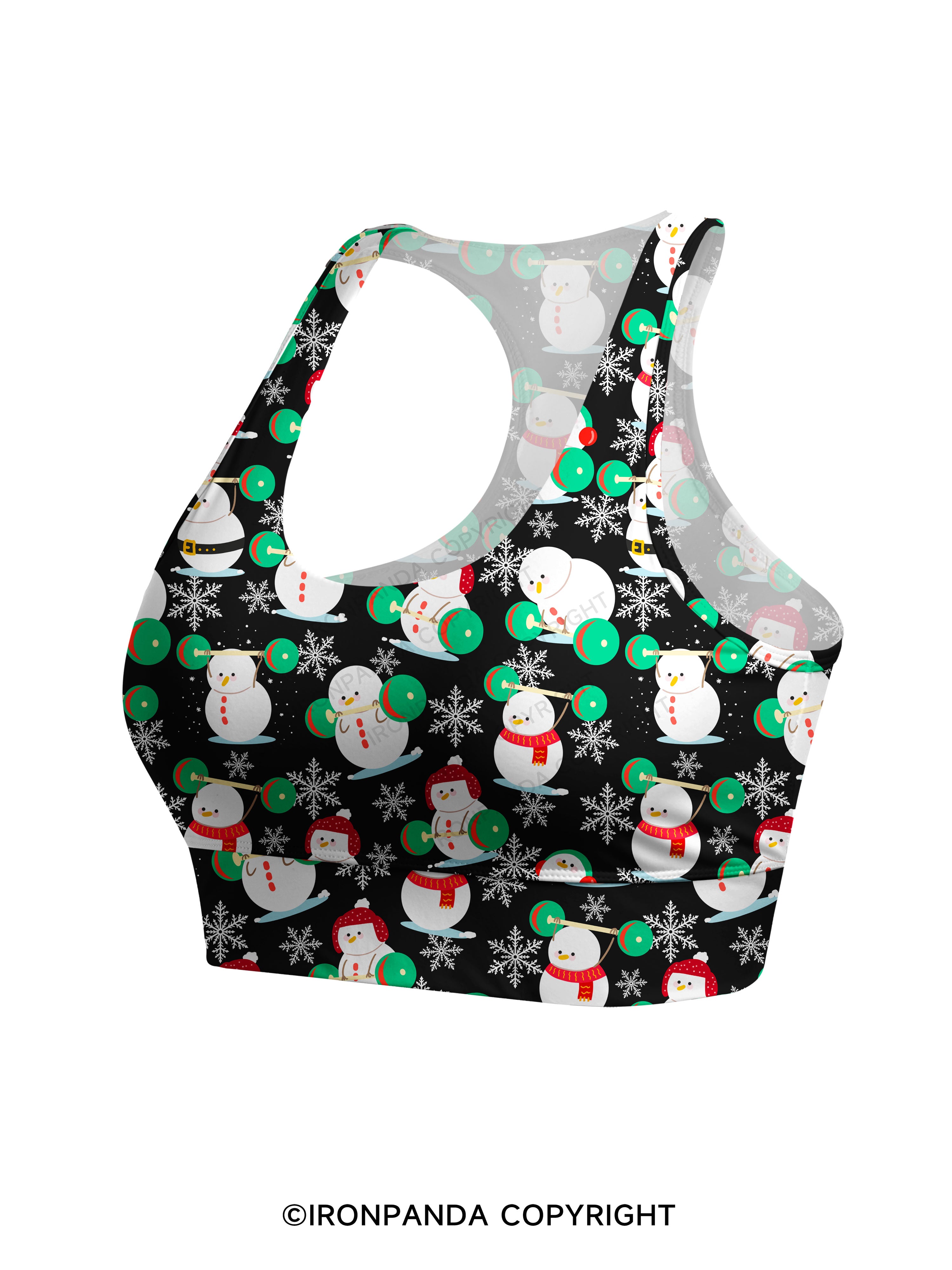 Snowman team weightlifting Racerback Sports Bra