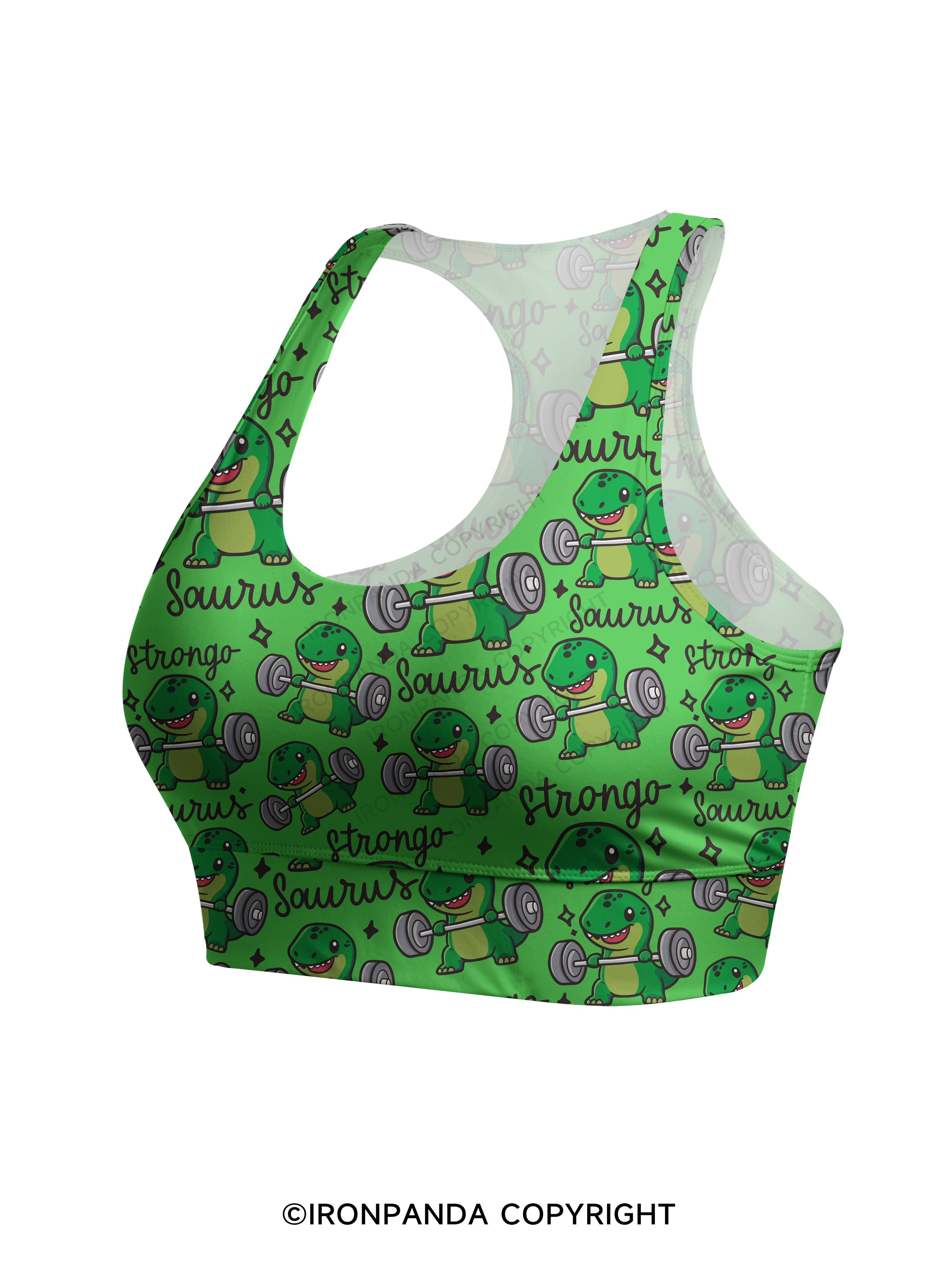 STRONGO SAURUS Racerback Sports Bra