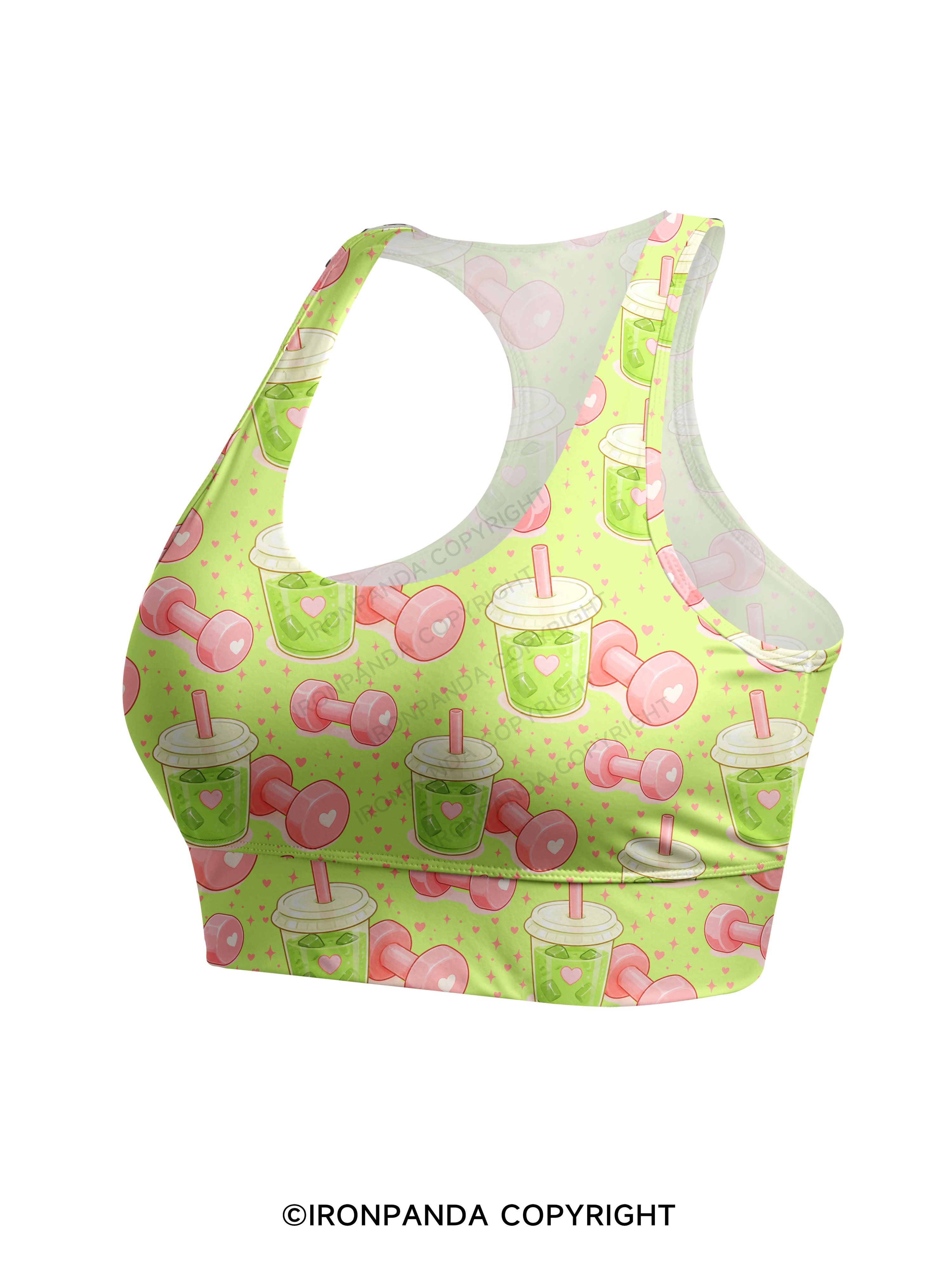 MATCHA & DUMBBELLS Racerback Sports Bra