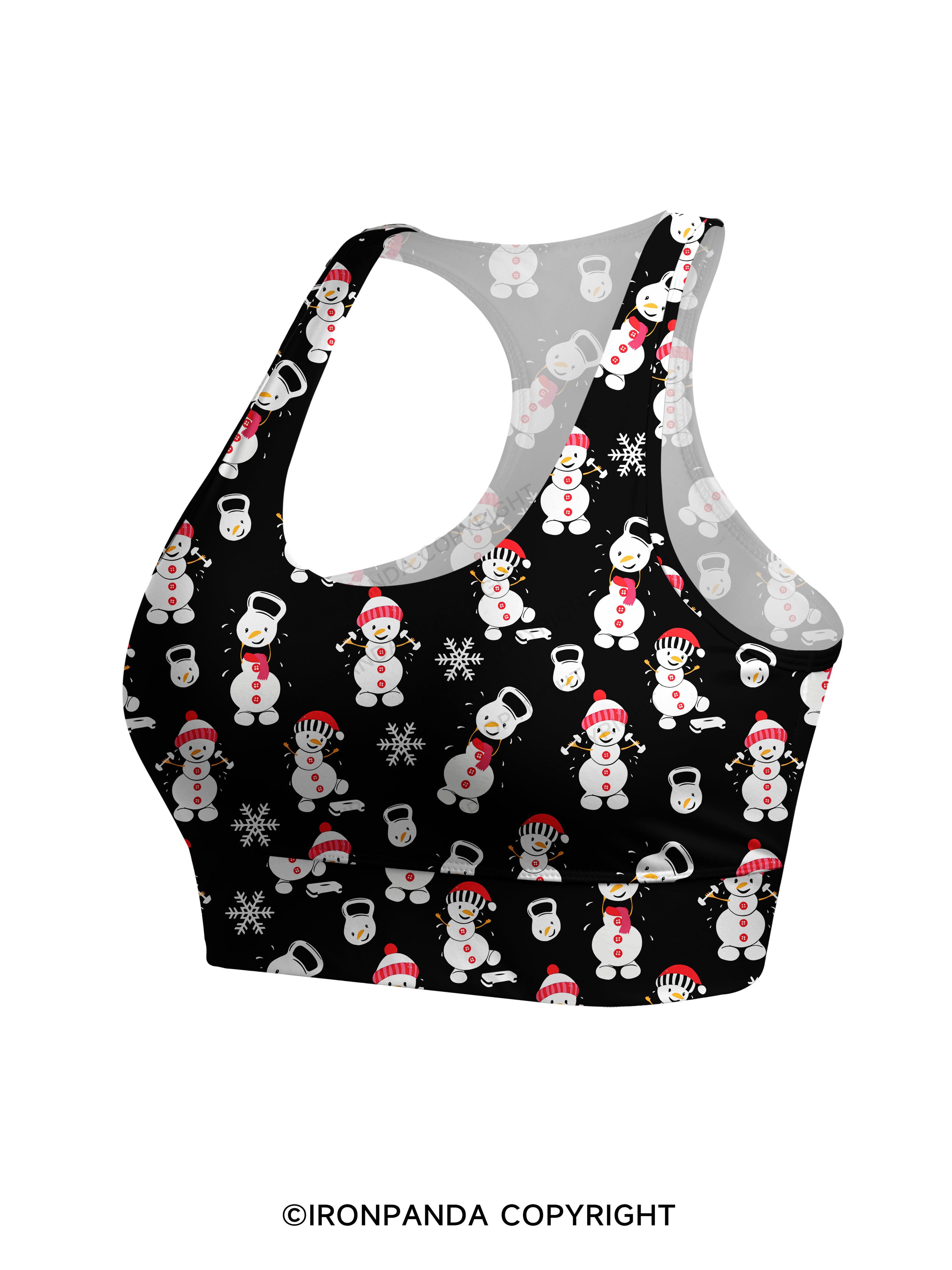 SWEATIN' WITH MY SNOWMIES Racerback Sports Bra