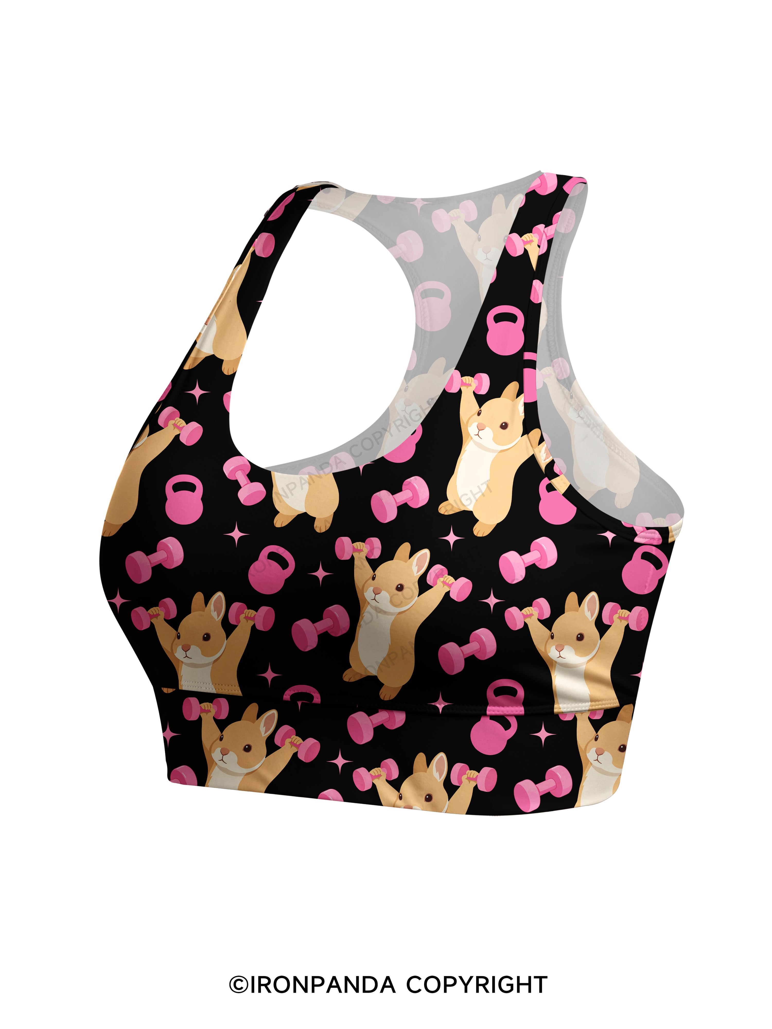 I AM A STRONG BUNNY Racerback Sports Bra