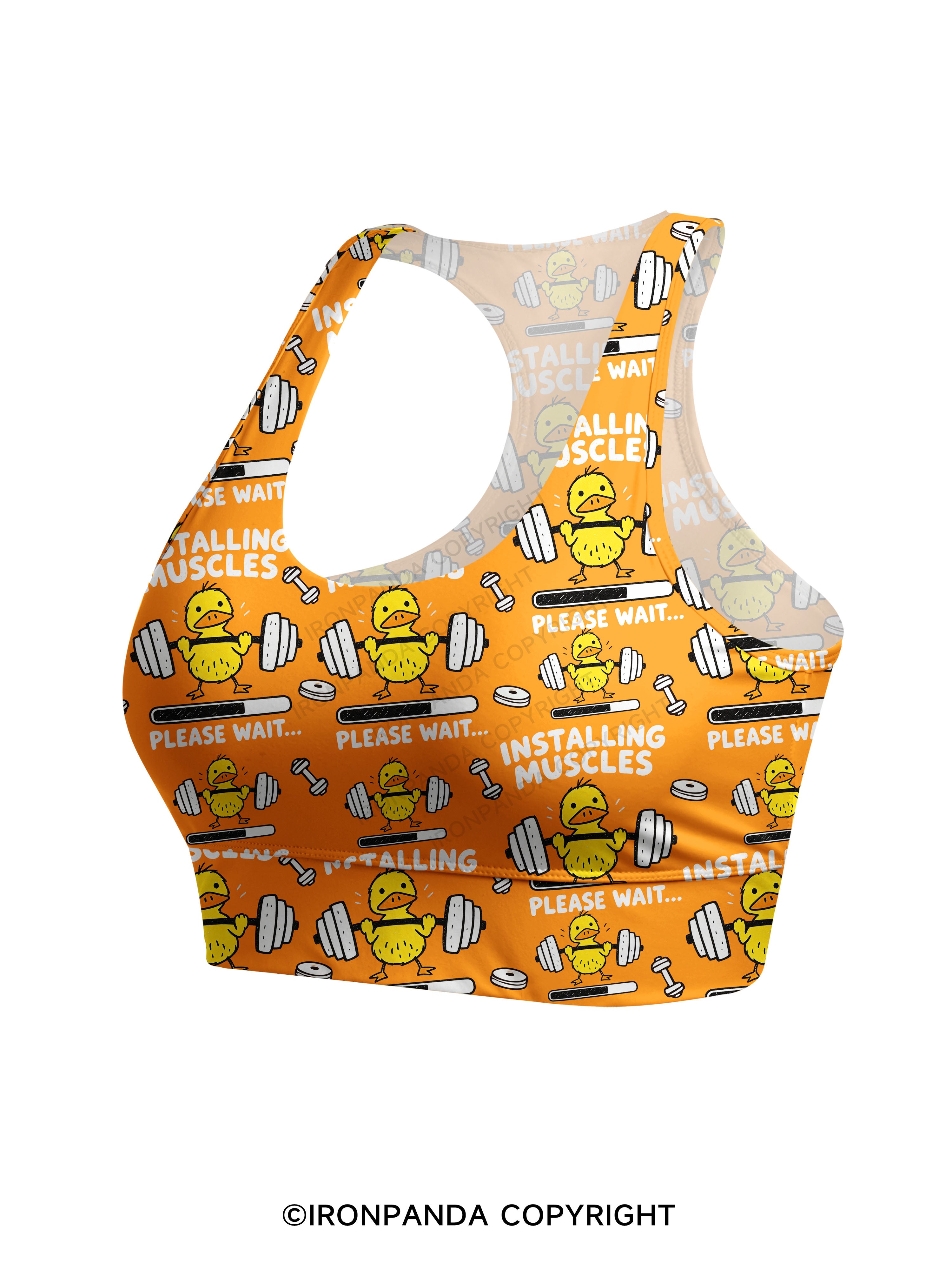 INSTALLING MUSCLES PLEASE WAIT Racerback Sports Bra