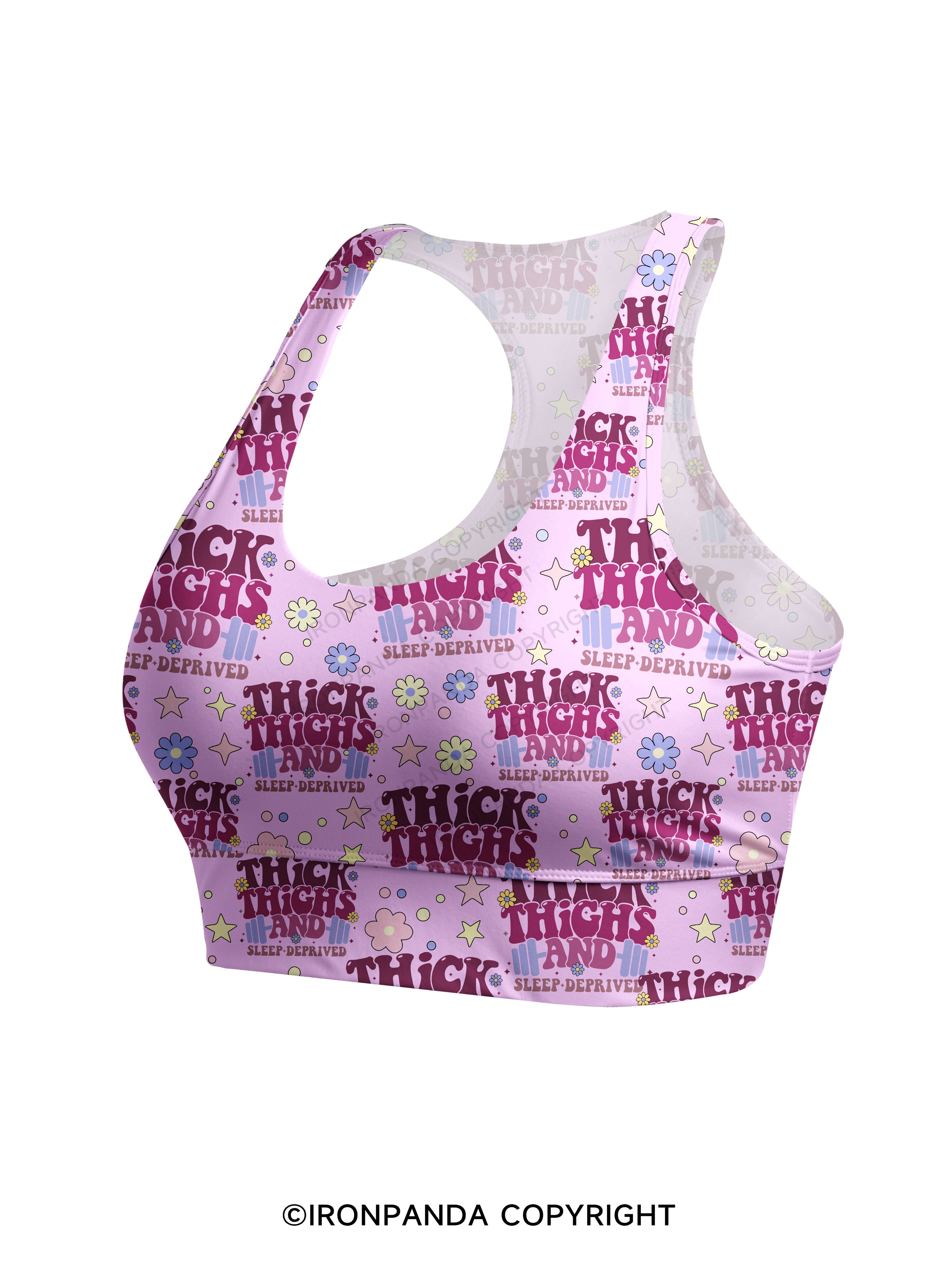 Thick Thighs And Sleep Deprived Racerback Sports Bra