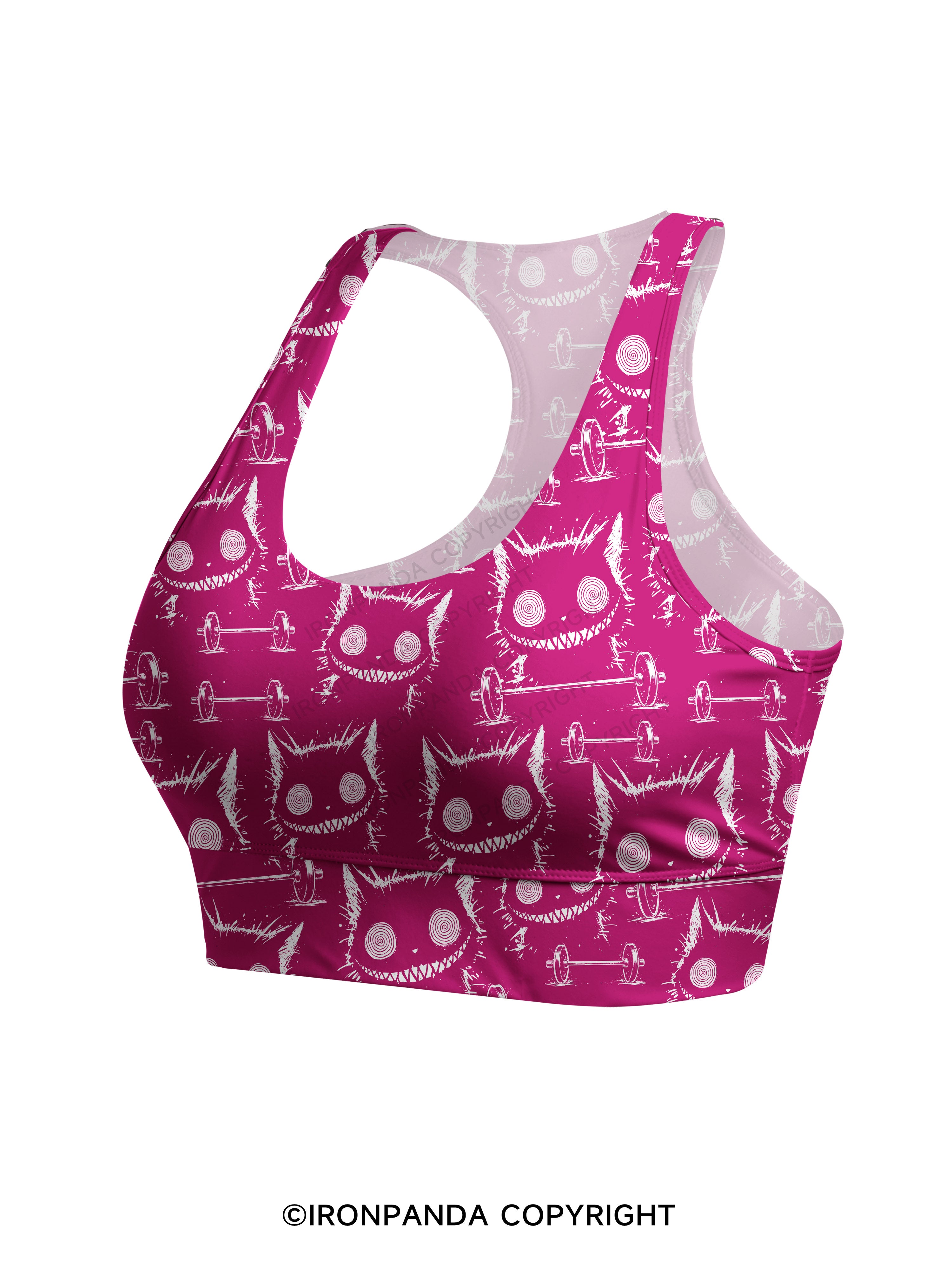 Creepy Cute Cat Racerback Sports Bra