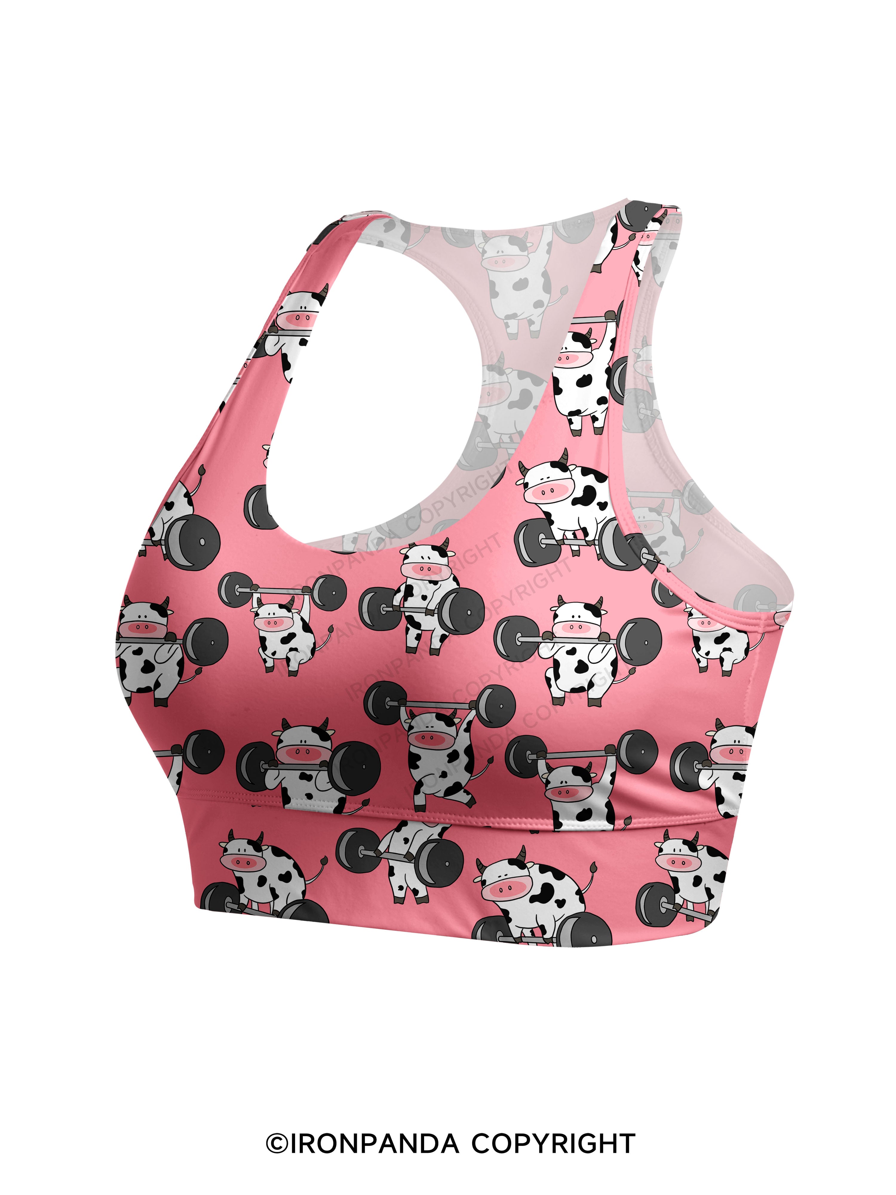 Ironpanda Lift Heavy Dairy Cow Racerback Sports Bra