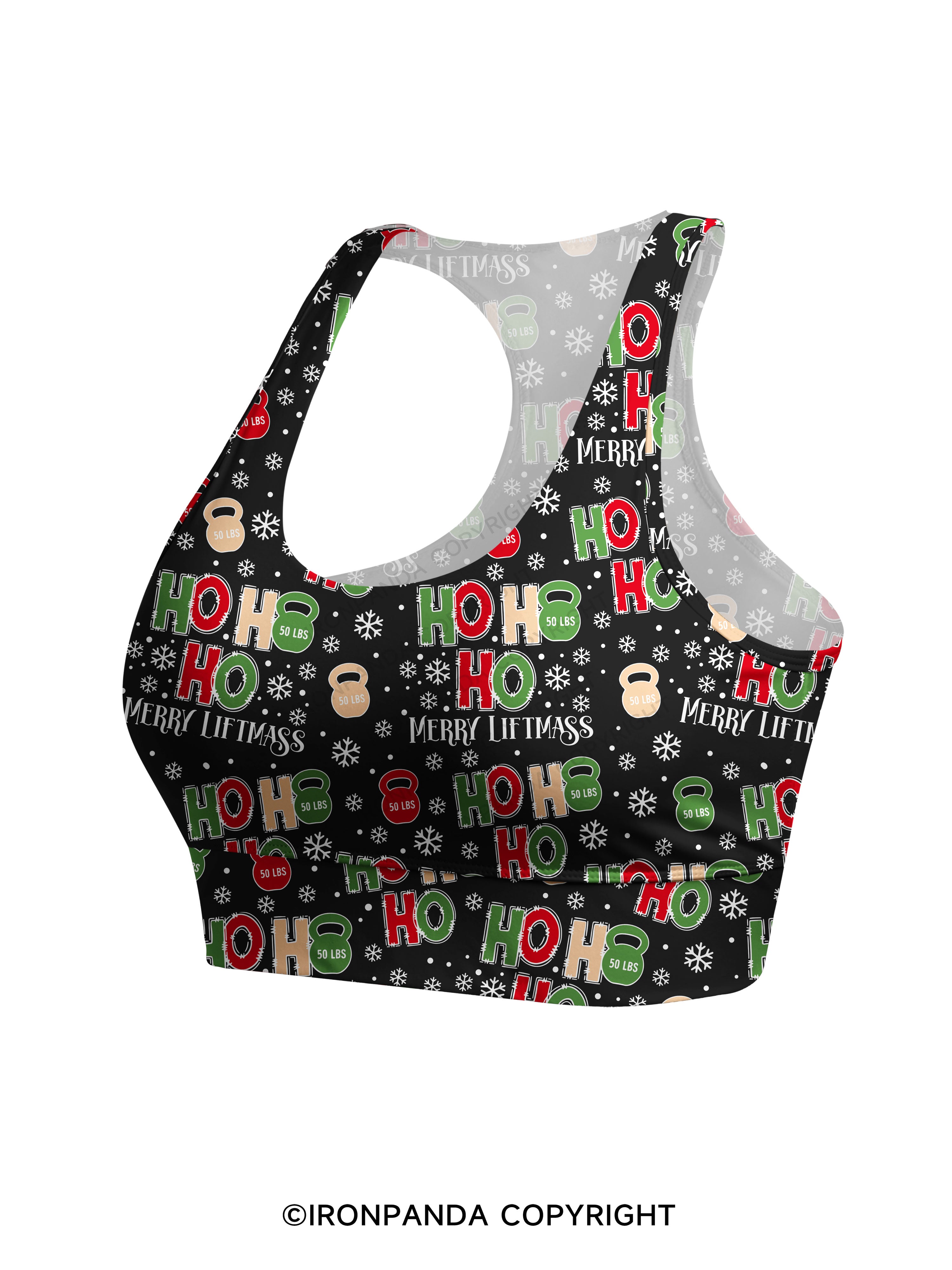 HOHOHO MERRY LIFTMASS Racerback Sports Bra