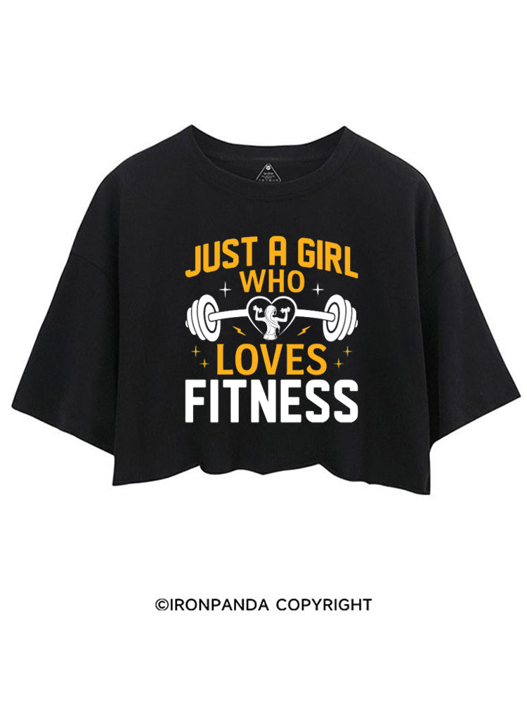 JUST A GIRL WHO LOVES FITNESS HEART CROP TOPS