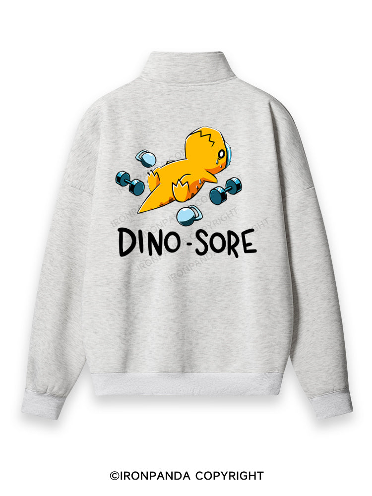 DINO SORE Back Printed Quarter-Zip Fleece Sweatshirt