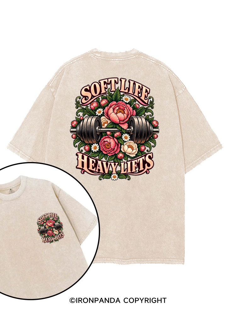 SOFT LIFE HEAVY LIFTS FLORAL WEIGHTLIFTING printed Gym Shirt