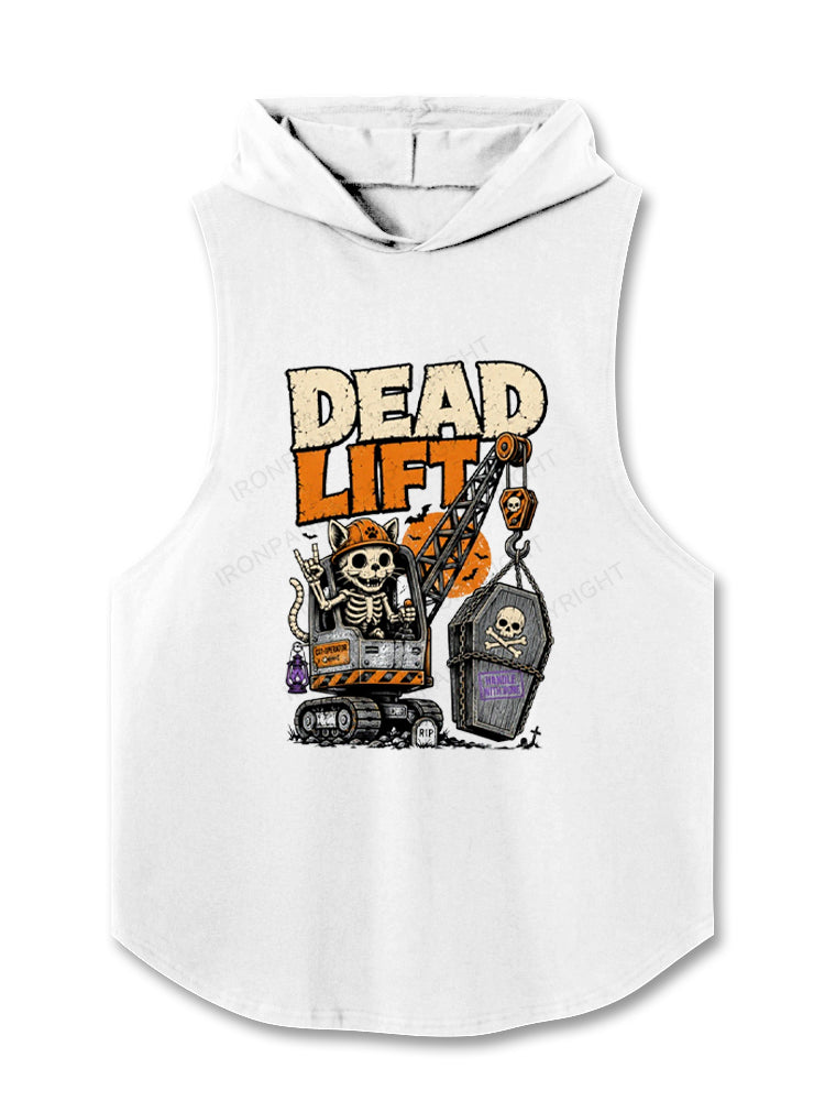 Dead Lift Skeleton Cat Crane Powerlifting Hooded Tank