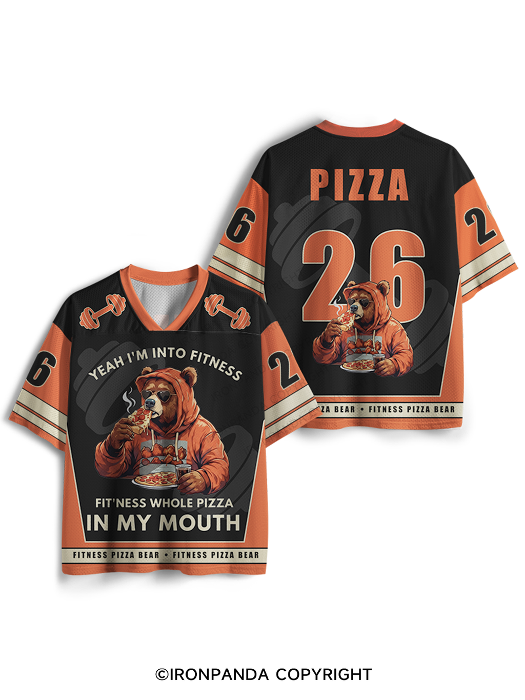 Funny Bear Fitness Pun Pizza Mesh Jersey