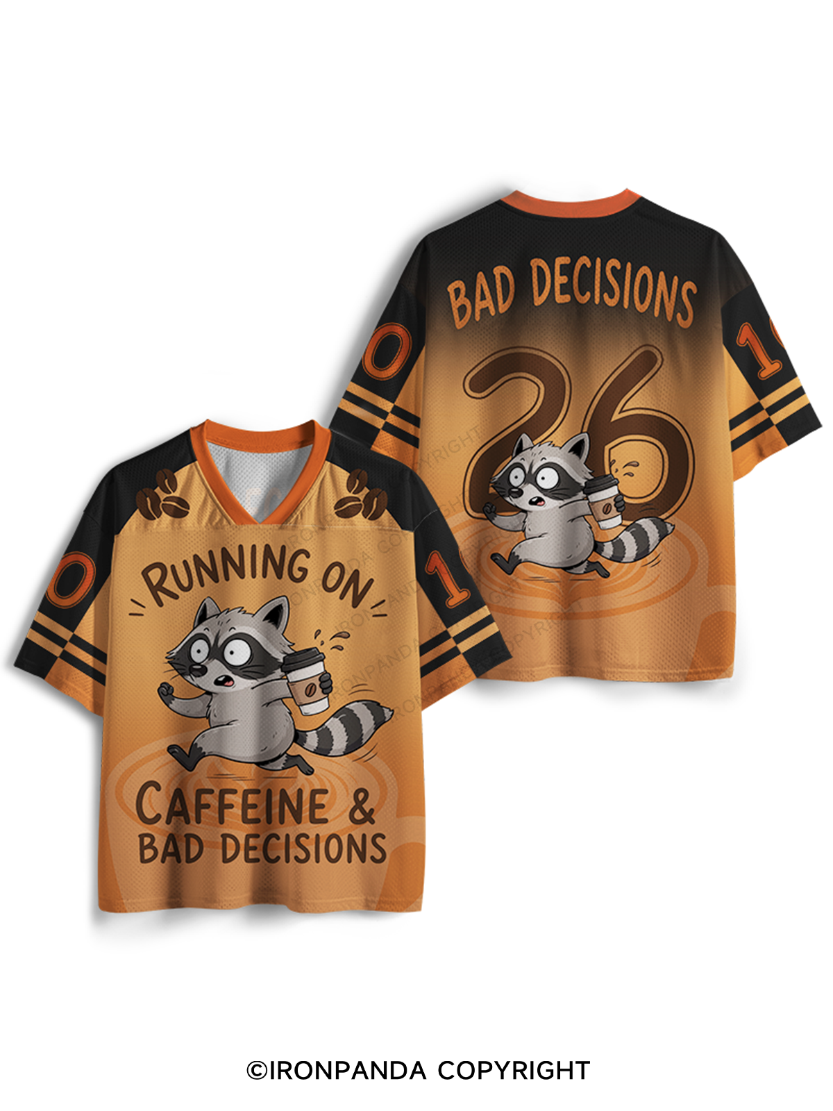 Running On Caffeine And Bad Decisions Funny Raccoon Mesh Jersey
