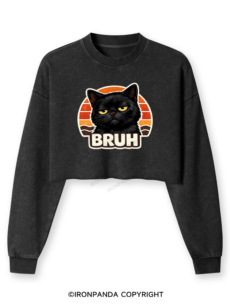 BRUH Washed Long-Sleeve Crop Top