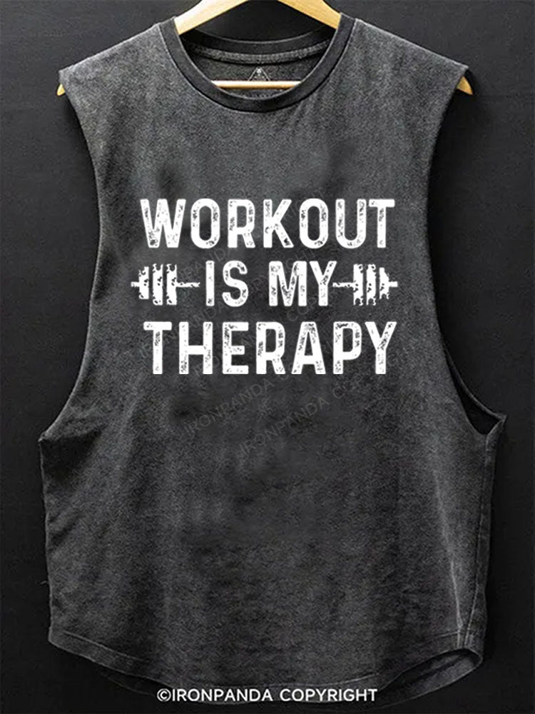 workout is my therapy Scoop Bottom Cotton Tank