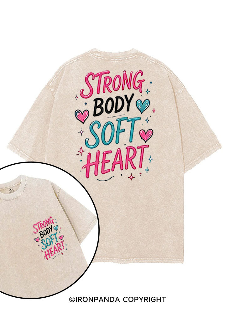 STRONG BODY SOFT HEART SELF-CARE printed Gym Shirt