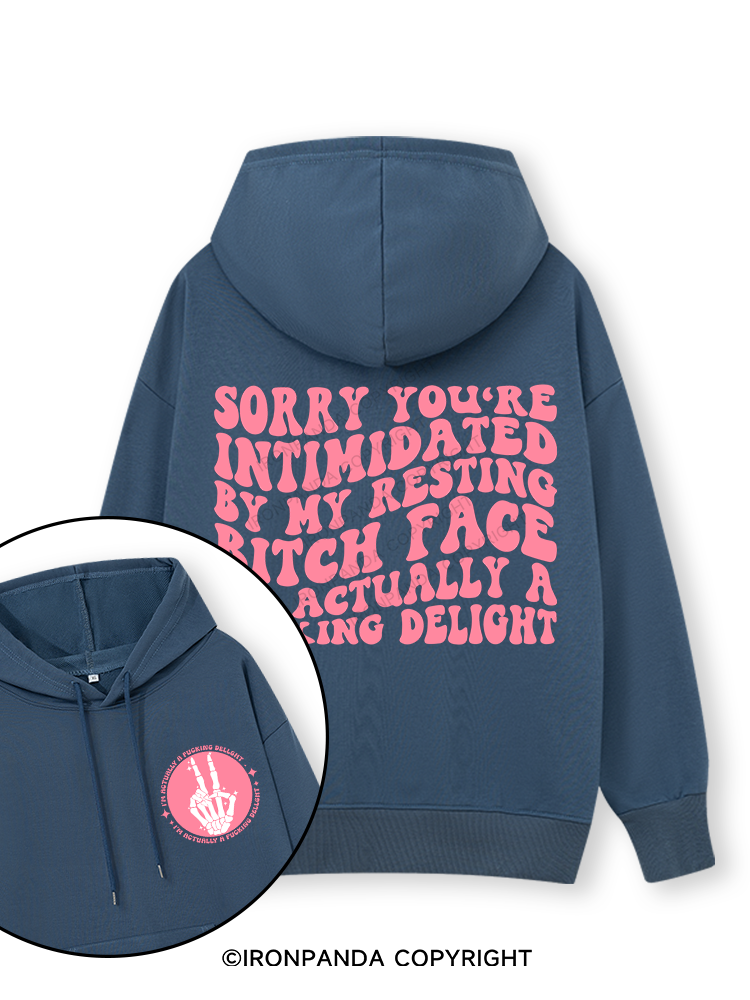SORRY YOU'RE INTIMIDATED BY MY RESTING BITCH FACE Double-Sided Printed Classic Gym Hoodie