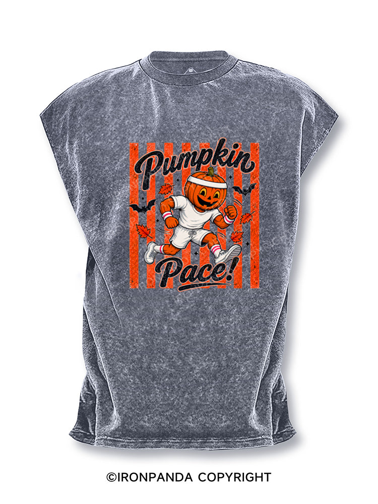 Halloween Pumpkin Running Cut Off Tank