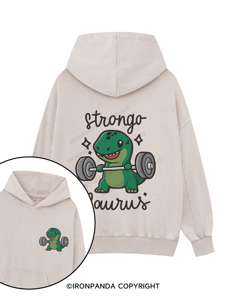 STRONGOSAURUS Printed Washed Gym Hoodie