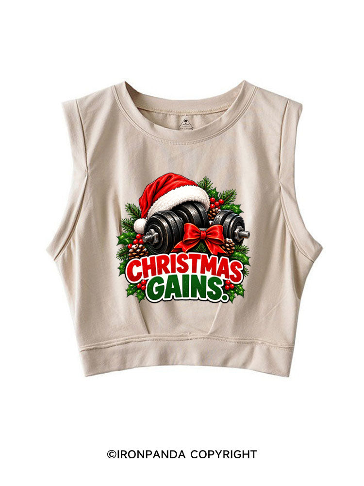 CHRISTMAS GAINS MERRY LIFTMAS SLEEVELESS CROP TOPS