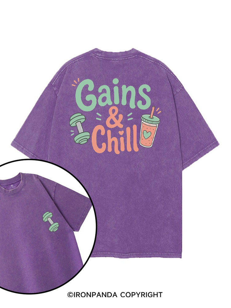 GAINS & CHILL printed Gym Shirt