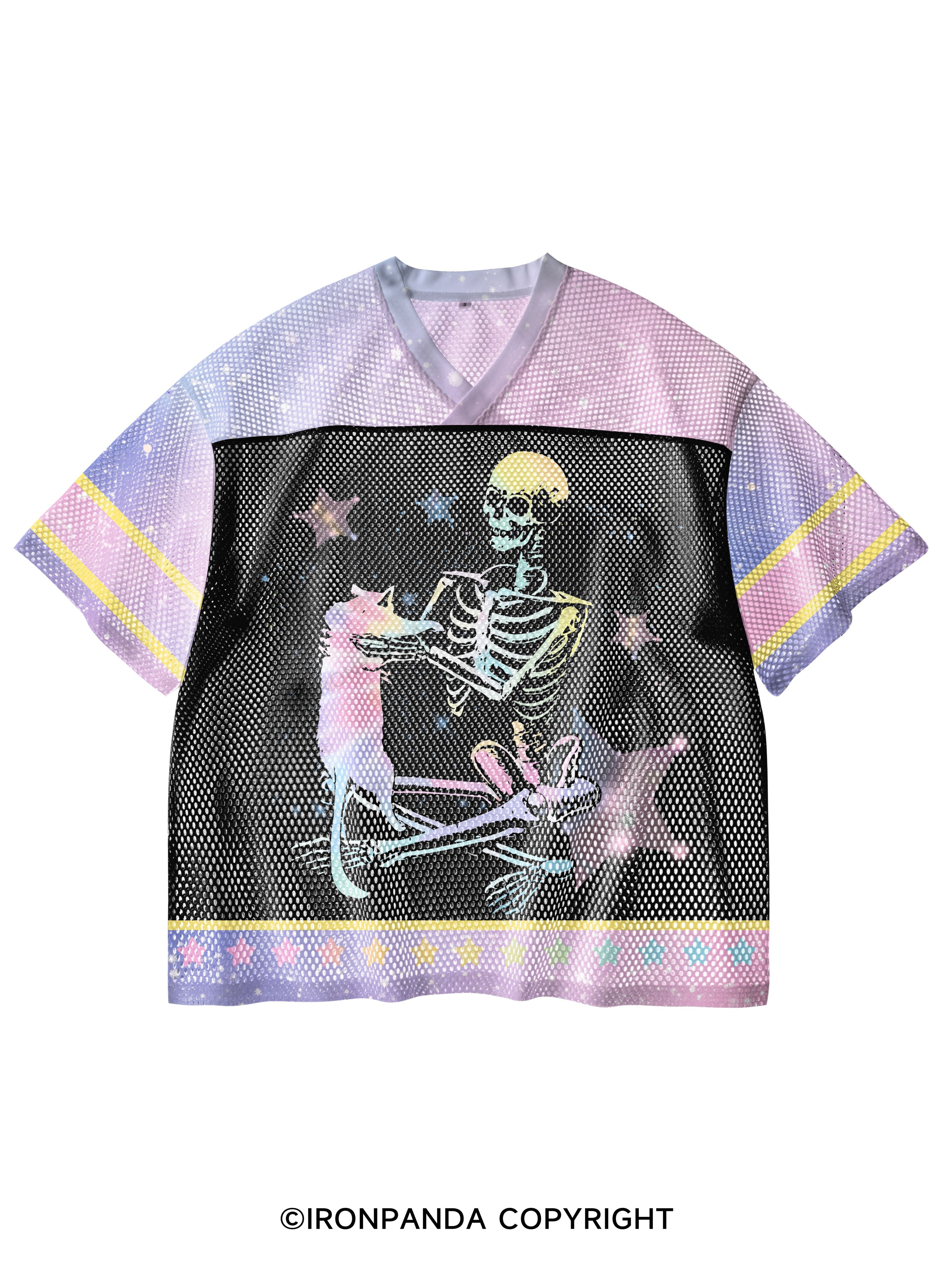 LIFT HEAVY. PET CATS V-Neck Open Hole Mesh Top