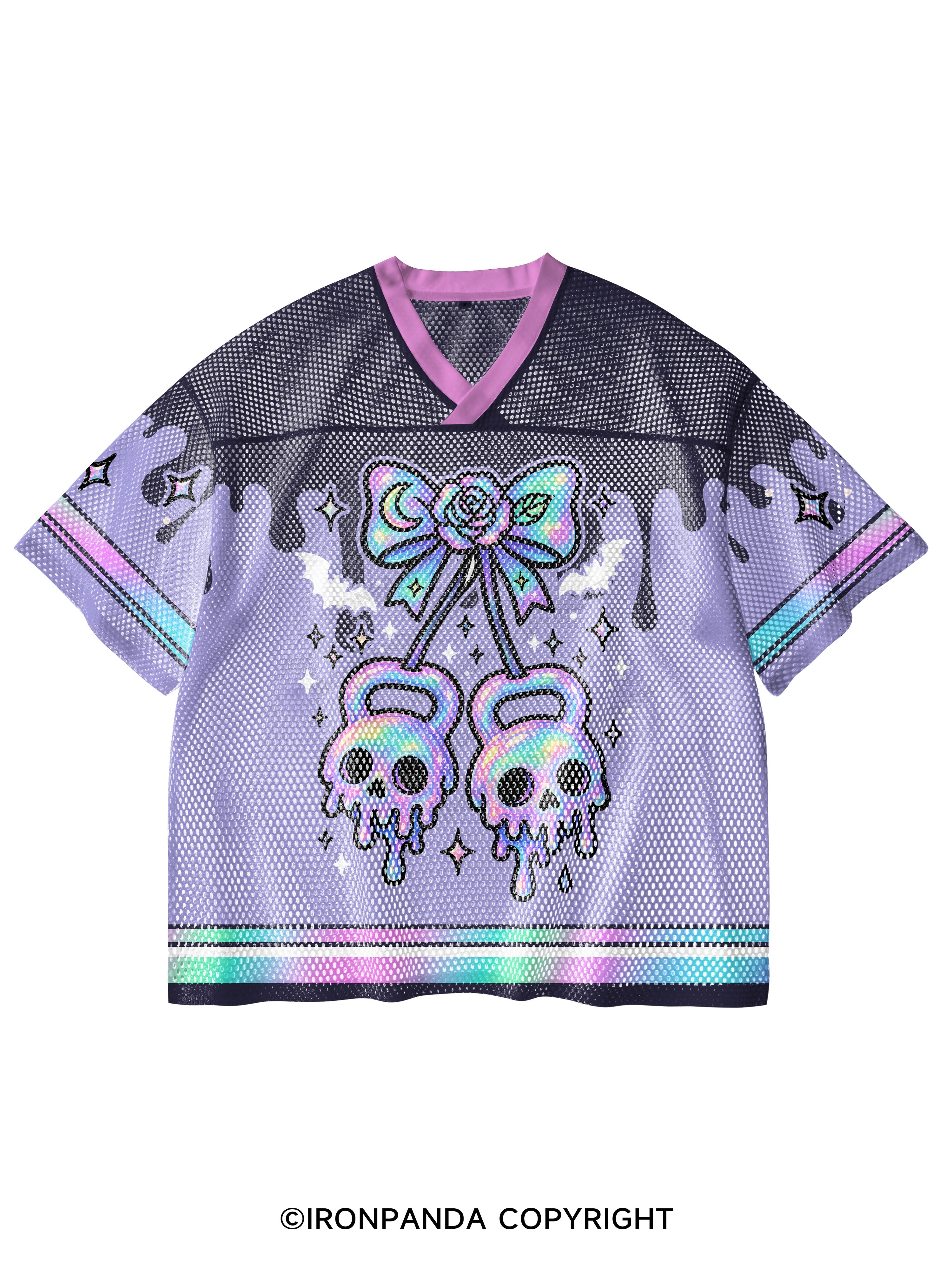 GHOST DRIP KETTLEBELLS V-Neck Open Hole Mesh Top