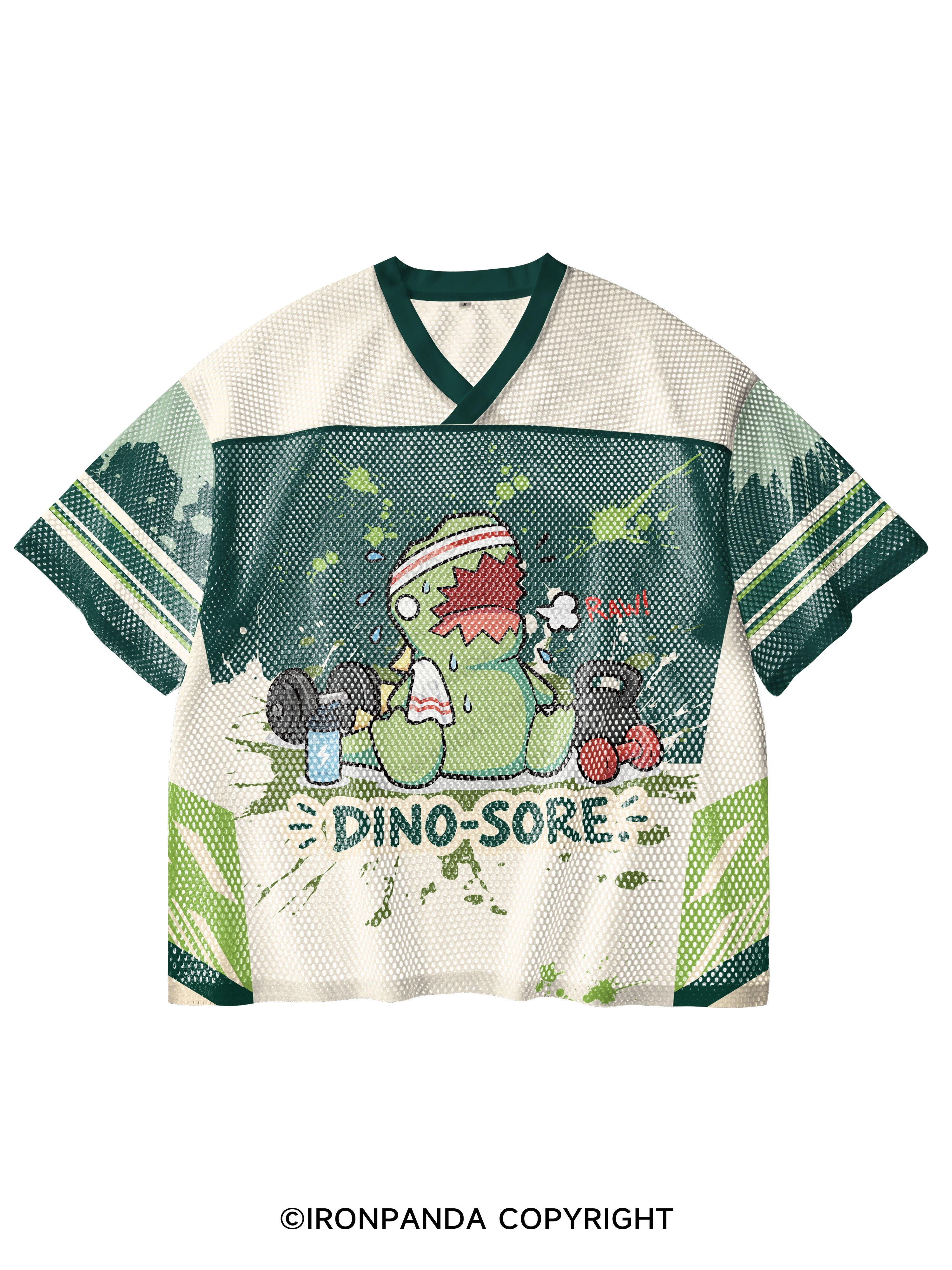 RAW! DINO-SORE V-Neck Open Hole Mesh Top