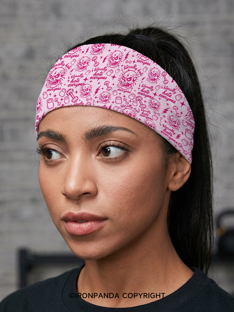i literally hate everyone skeleton Gym Headbands