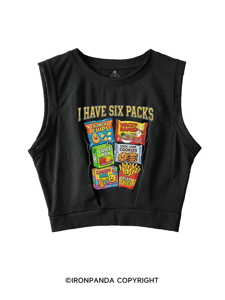 I HAVE SIX PACKS FUNNY JUNK FOOD ABS SLEEVELESS CROP TOPS