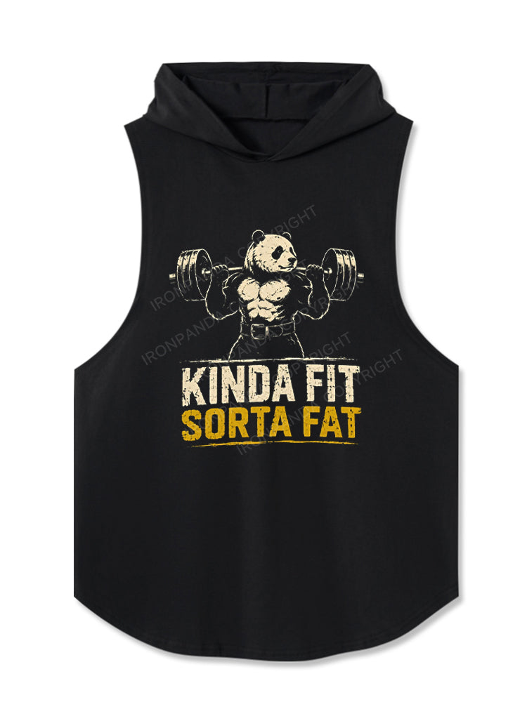 Kinda Fit Sorta Fat Panda Weightlifting Humor Hooded Tank
