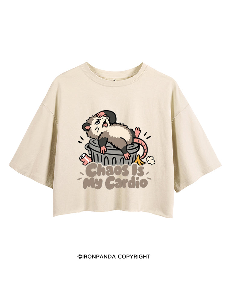 Chaos Is My Cardio Funny Possum Trash CROP TOPS