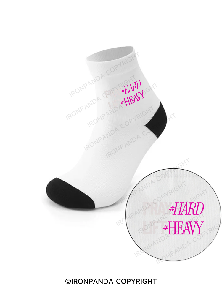 PRAY HARD # LIFT HEAVY GYM Crew Socks