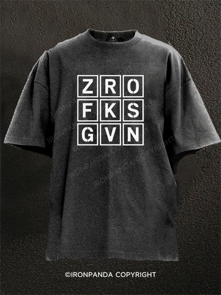 Zero Fucks Given Funny Washed Gym Shirt