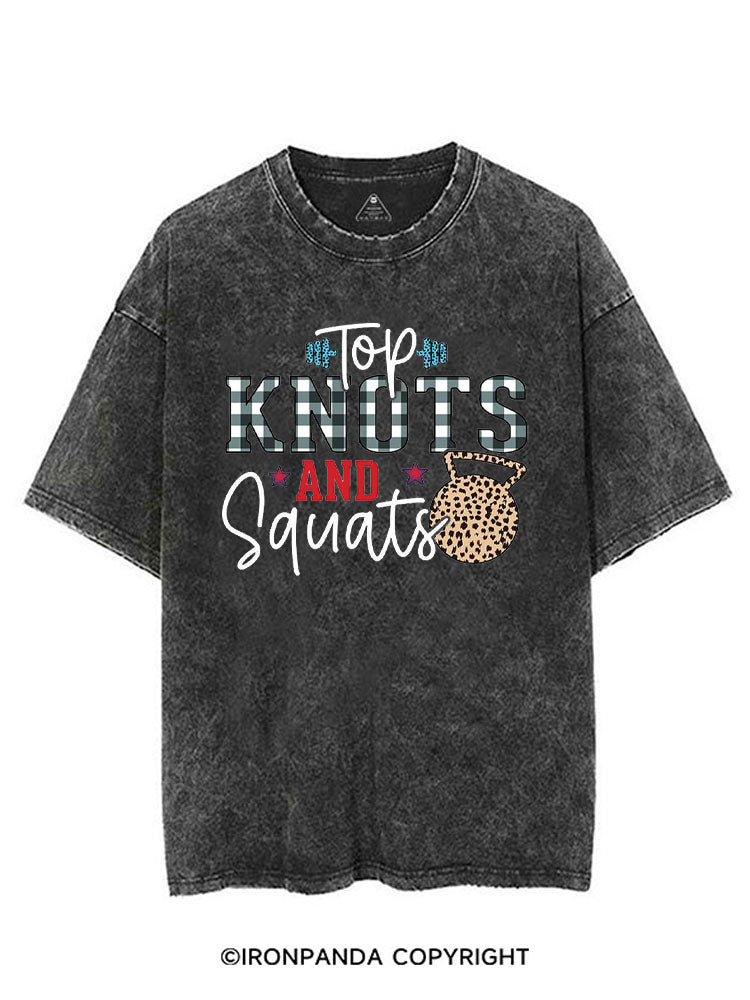 TOP KNOTS AND SQUATS FUNNY GYM VINTAGE GYM SHIRT
